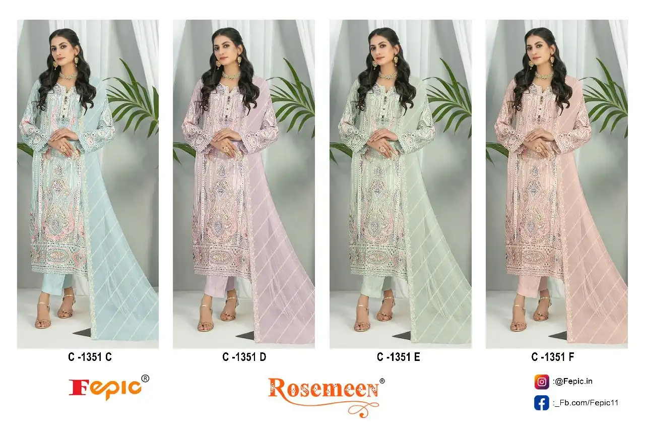 Fepic C 1351 Organza Wholesale Designer Pakistani Salwar Suit Catalog — Wholesale Salwar Suits, MPA wholesale from Surat — view 5