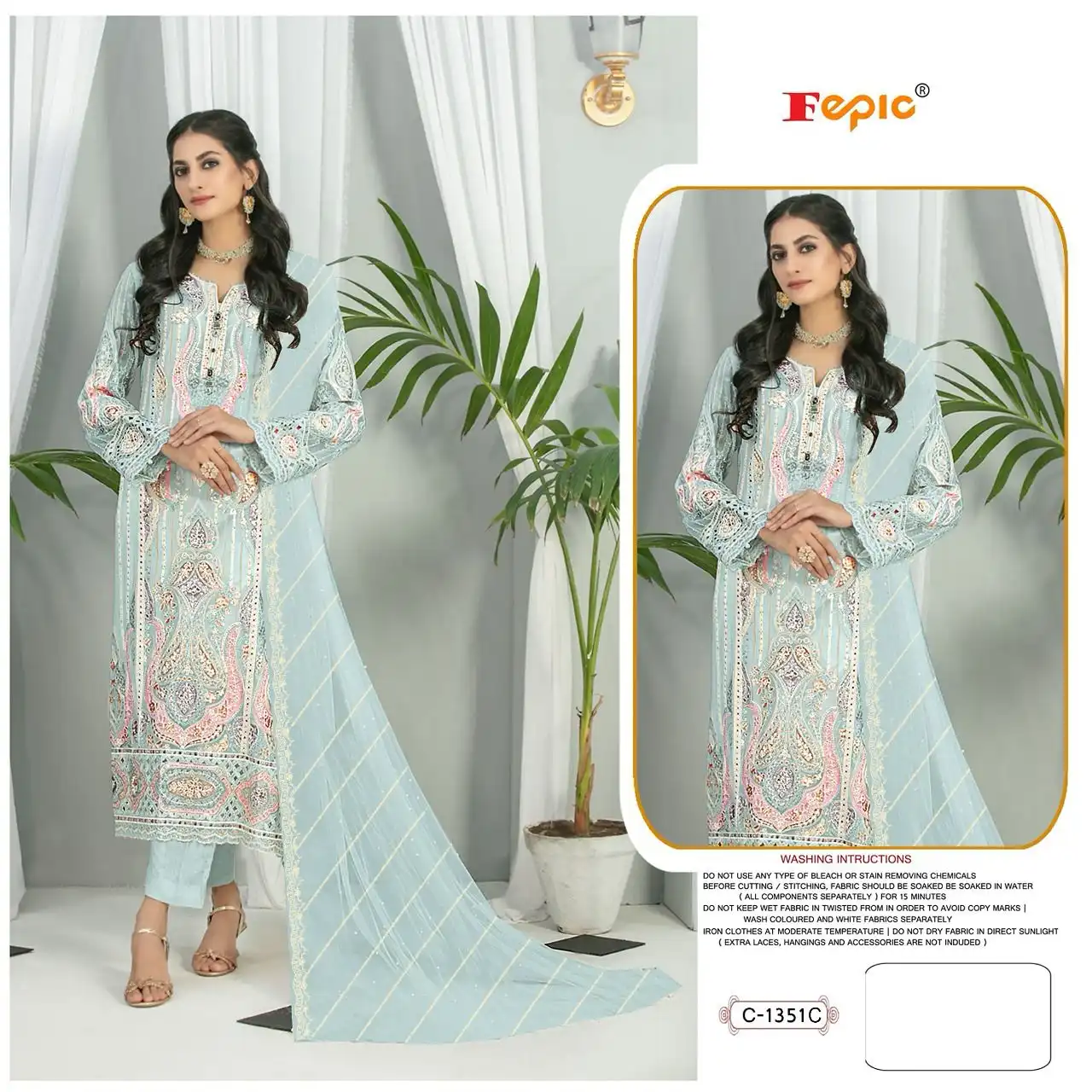 Fepic C 1351 Organza Wholesale Designer Pakistani Salwar Suit Catalog — Wholesale Salwar Suits, MPA wholesale from Surat - Gallery Image 3