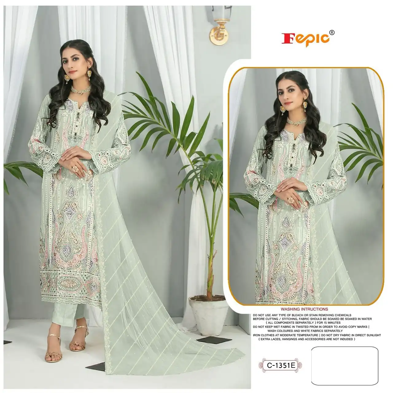 Fepic C 1351 Organza Wholesale Designer Pakistani Salwar Suit Catalog — Wholesale Salwar Suits, MPA wholesale from Surat - Gallery Image 4