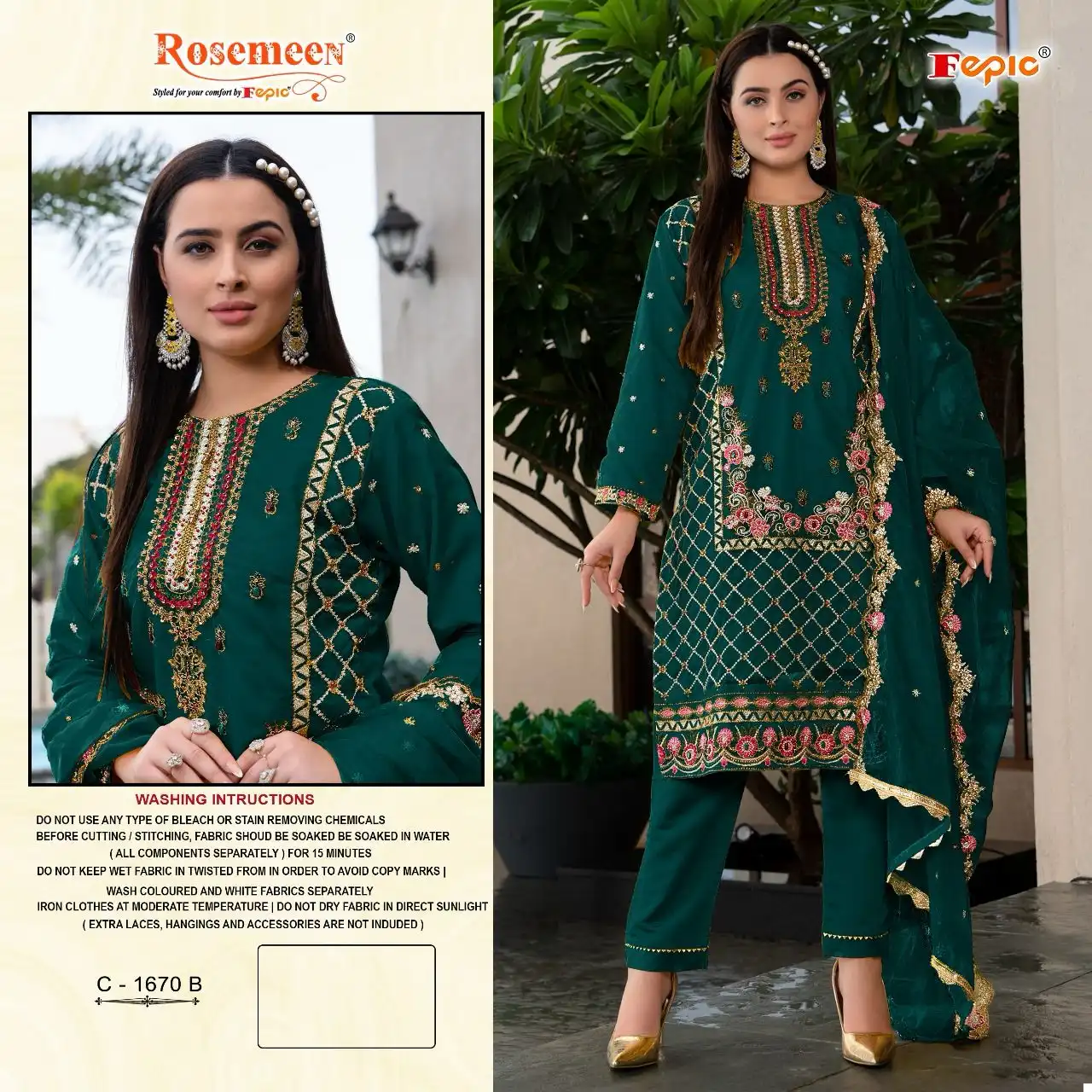 Fepic C 1670 Georgette Wholesale Designer Pakistani Salwar Suit Catalog — Wholesale Salwar Suits, MPA wholesale from Surat - Gallery Image 2