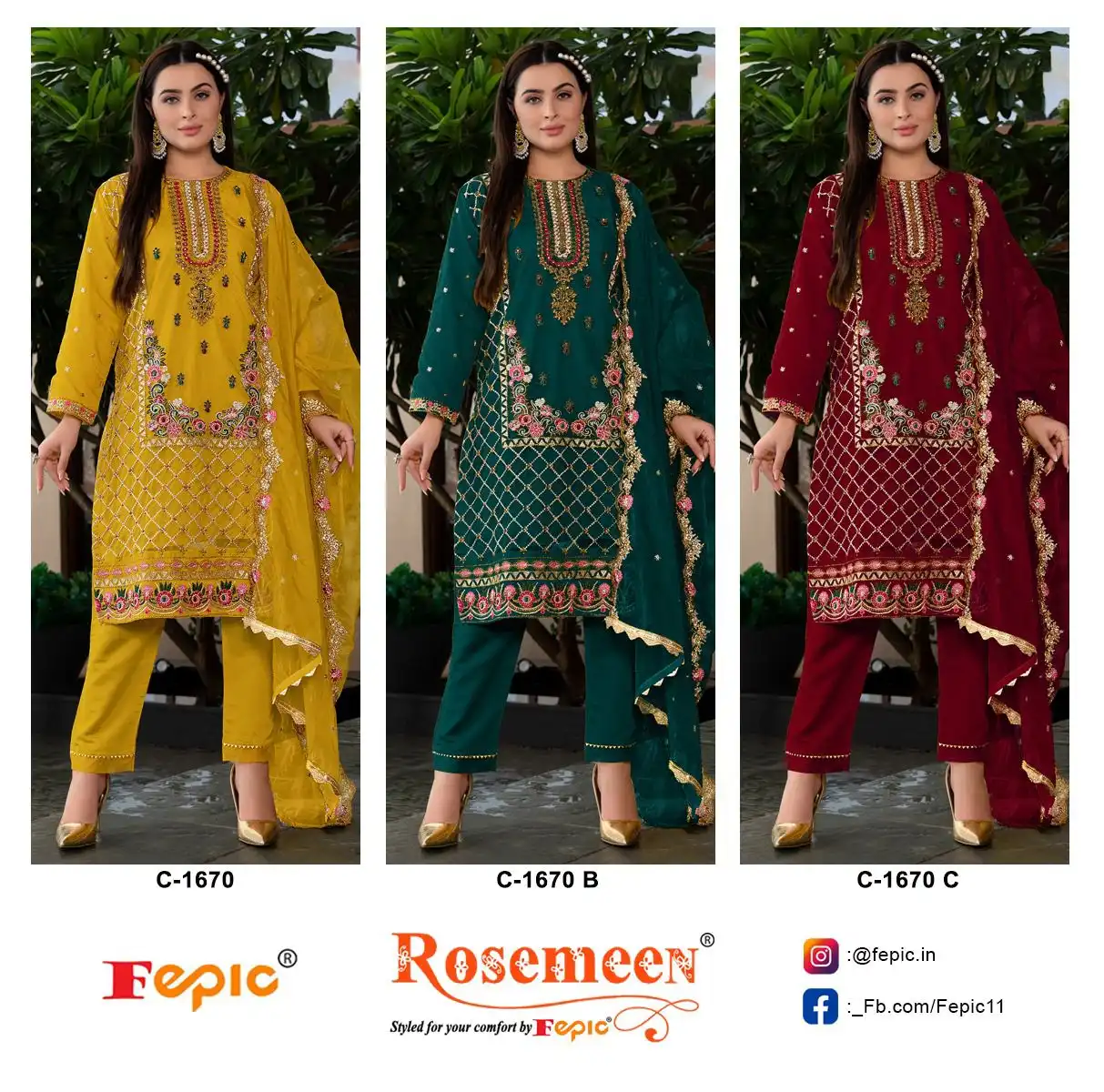 Fepic C 1670 Georgette Wholesale Designer Pakistani Salwar Suit Catalog — Wholesale Salwar Suits, MPA wholesale from Surat — view 4