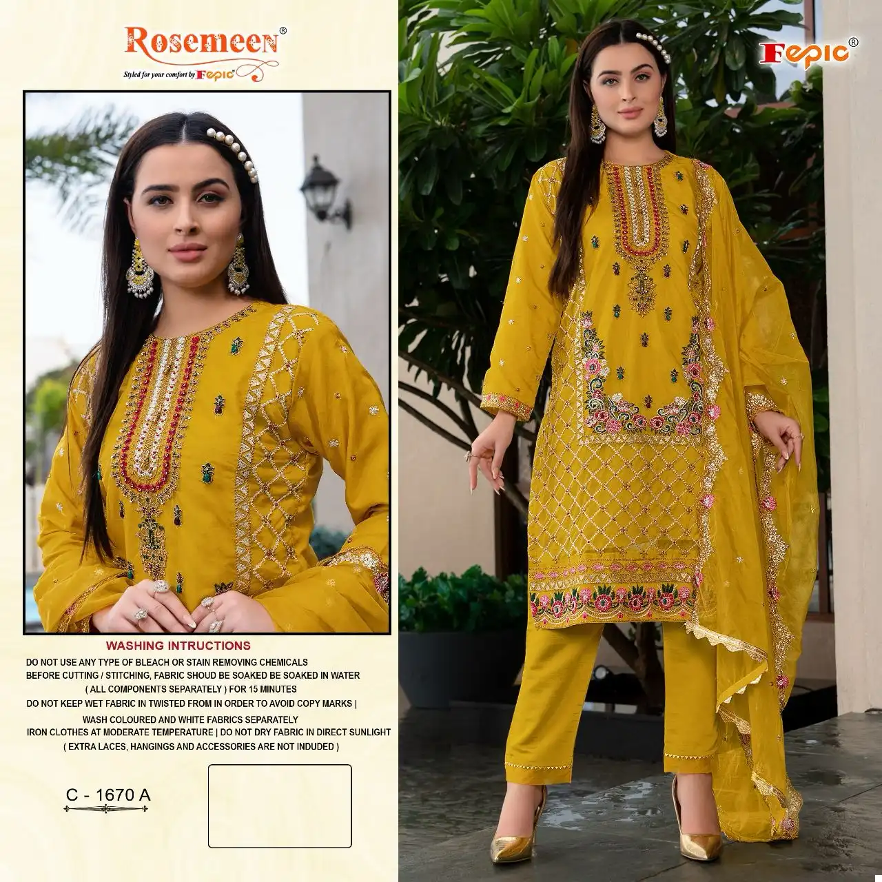 Fepic C 1670 Georgette Wholesale Designer Pakistani Salwar Suit Catalog — Wholesale Salwar Suits, MPA wholesale from Surat - Gallery Image 3