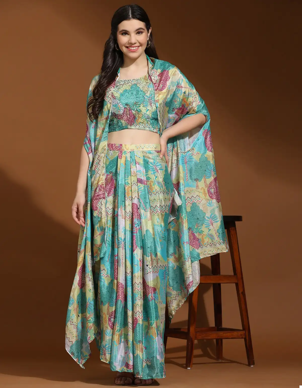 Amoha C342 Chinon Wholesale Readymade Indo Western Lehenga With Shrug — Wholesale Lehenga, MPA wholesale from Surat — view 1