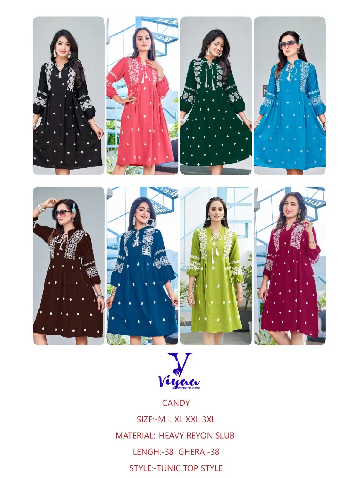 Viyaa Designer Candy Pure Heavy Rayon Wholesale Long Kurtis Catalog — Wholesale Kurtis, MPA wholesale from Surat — view 8