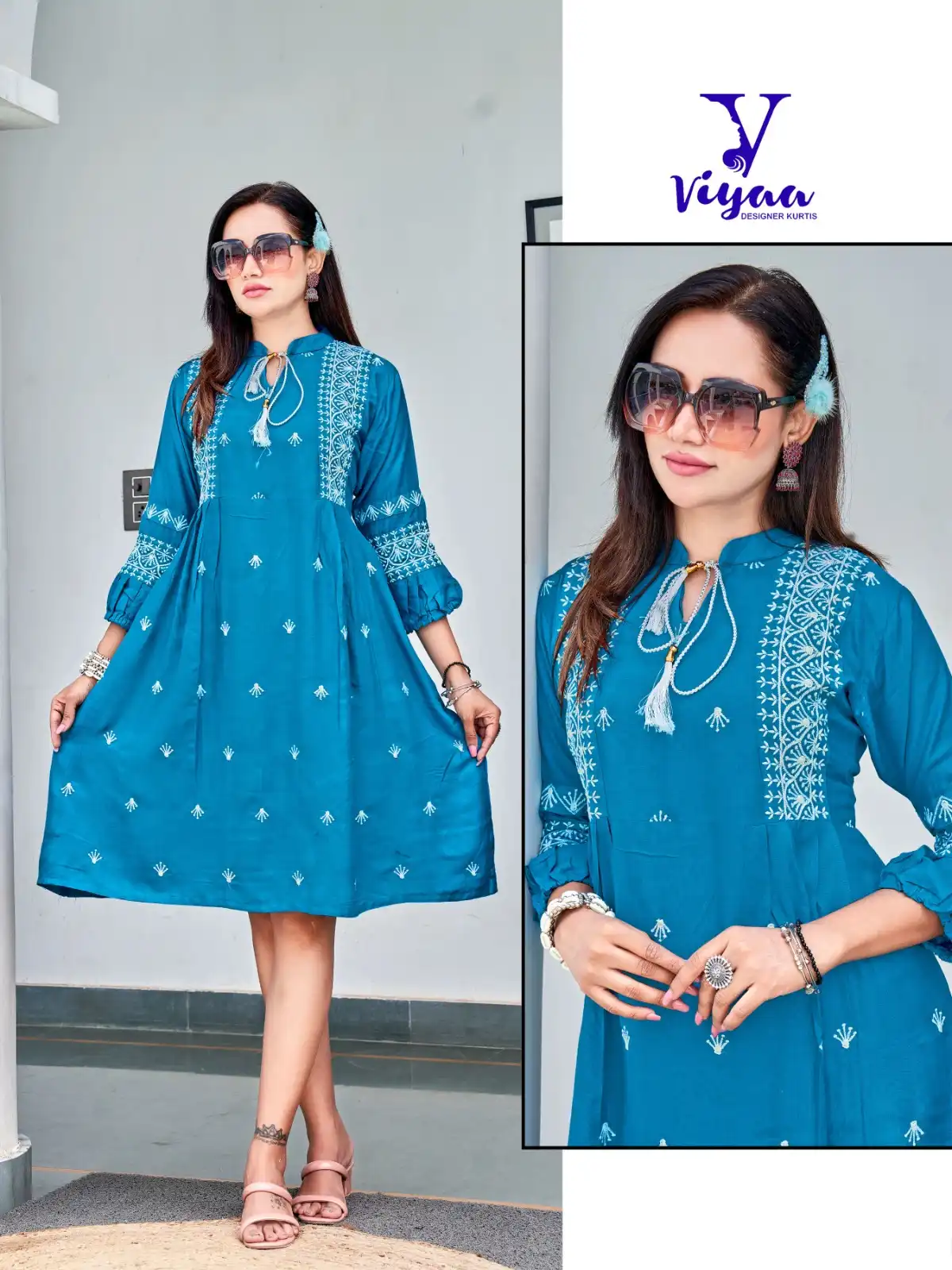 Viyaa Designer Candy Pure Heavy Rayon Wholesale Long Kurtis Catalog — Wholesale Kurtis, MPA wholesale from Surat - Gallery Image 4
