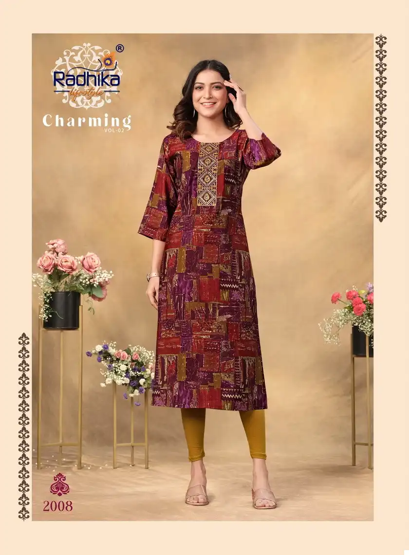 Radhika Lifestyle Charming Vol 2 Modal Chanderi Wholesale Long Kurtis Catalog — Wholesale Kurtis, MPA wholesale from Surat - Gallery Image 4