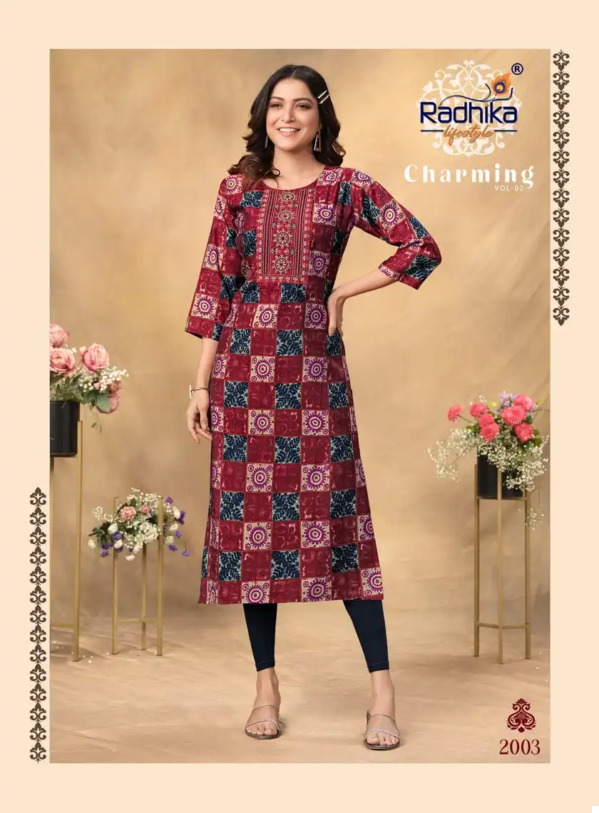 Radhika Lifestyle Charming Vol 2 Modal Chanderi Wholesale Long Kurtis Catalog — Wholesale Kurtis, MPA wholesale from Surat - Gallery Image 6