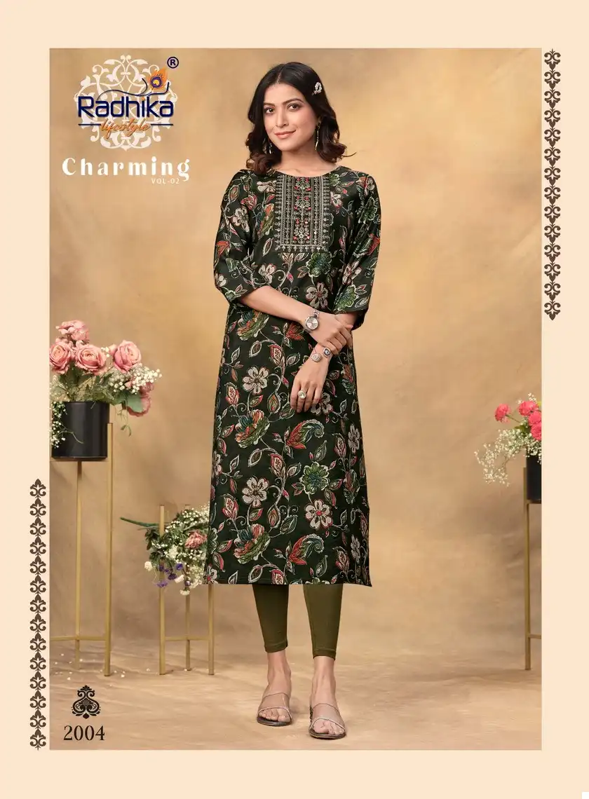 Radhika Lifestyle Charming Vol 2 Modal Chanderi Wholesale Long Kurtis Catalog — Wholesale Kurtis, MPA wholesale from Surat - Gallery Image 7