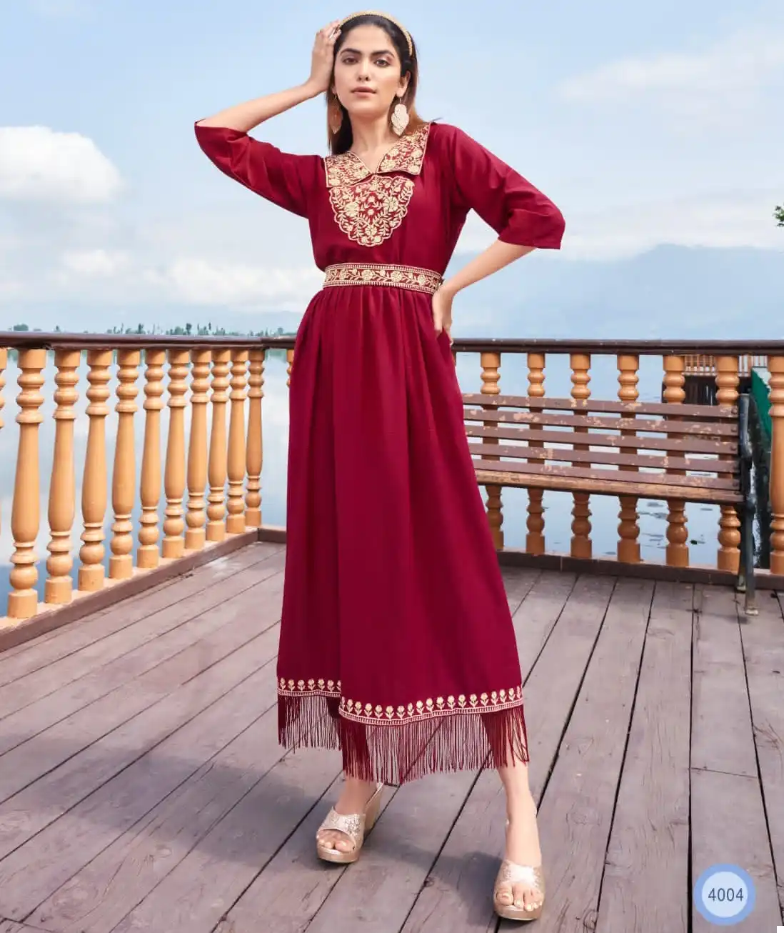 Wanna Charmy Rayon Wholesale Heavy Kurti Gown With Belt Catalog — Wholesale Kurtis, MPA wholesale from Surat — view 1