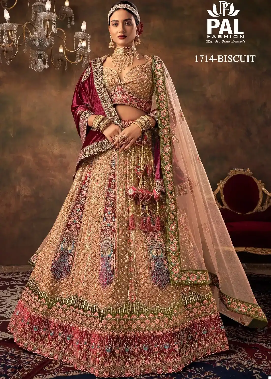 Pal Fashion 1714 Velvet Wholesale Bridal Lehenga Choli Catalog - Image 2