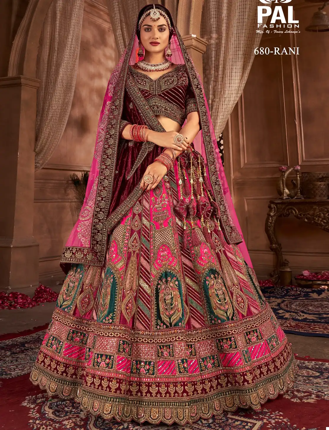 Pal Fashion 680 Velvet Wholesale Bridal Lehenga Choli Catalog