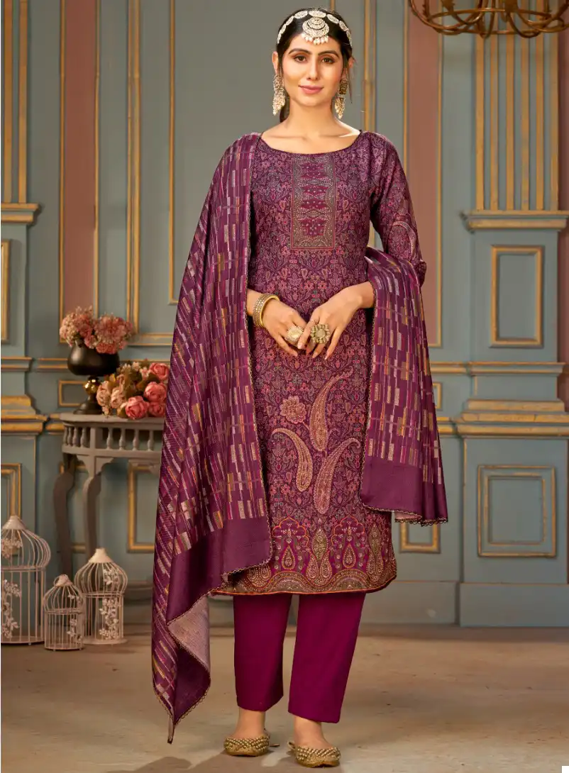 Bipson Decent Work-2378 Pure Viscose Pashmina Wholesale Winter Wear Suits Catalog — Wholesale Salwar Suits, MPA wholesale from Surat — view 1