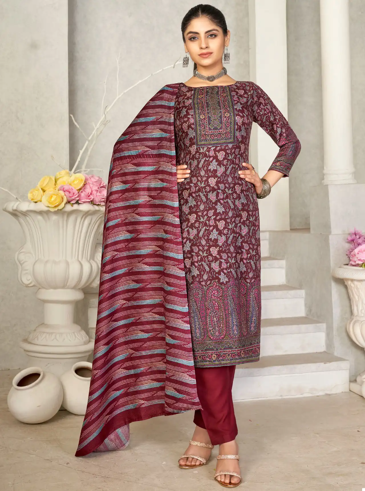 Bipson Decent Work-2385 Pure Viscose Pashmina Wholesale Winter Wear Suits Catalog — Wholesale Salwar Suits, MPA wholesale from Surat — view 1