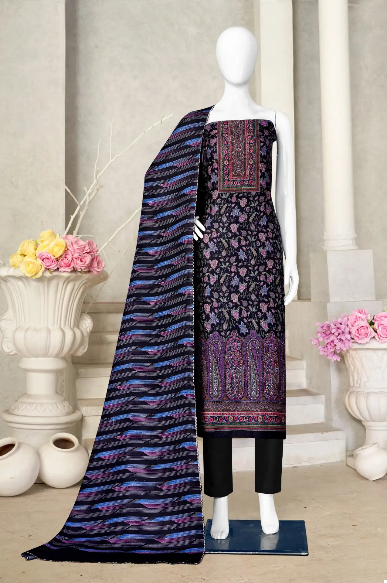 Bipson Decent Work-2385 Pure Viscose Pashmina Wholesale Winter Wear Suits Catalog — Wholesale Salwar Suits, MPA wholesale from Surat - Gallery Image 3