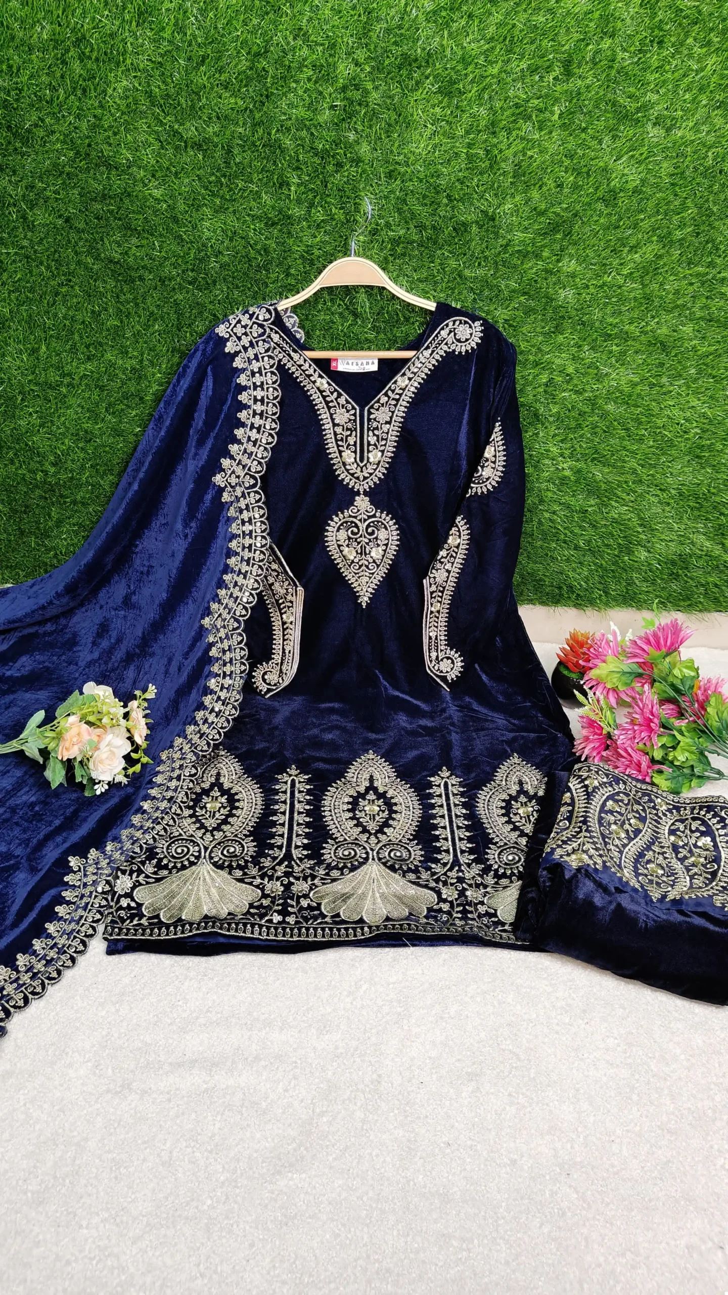 Afsana 2034 Heavy 9000 Velvet Wholesale Readymade Suits Size Set Catalog — Wholesale Salwar Suits, MPA wholesale from Surat — view 3