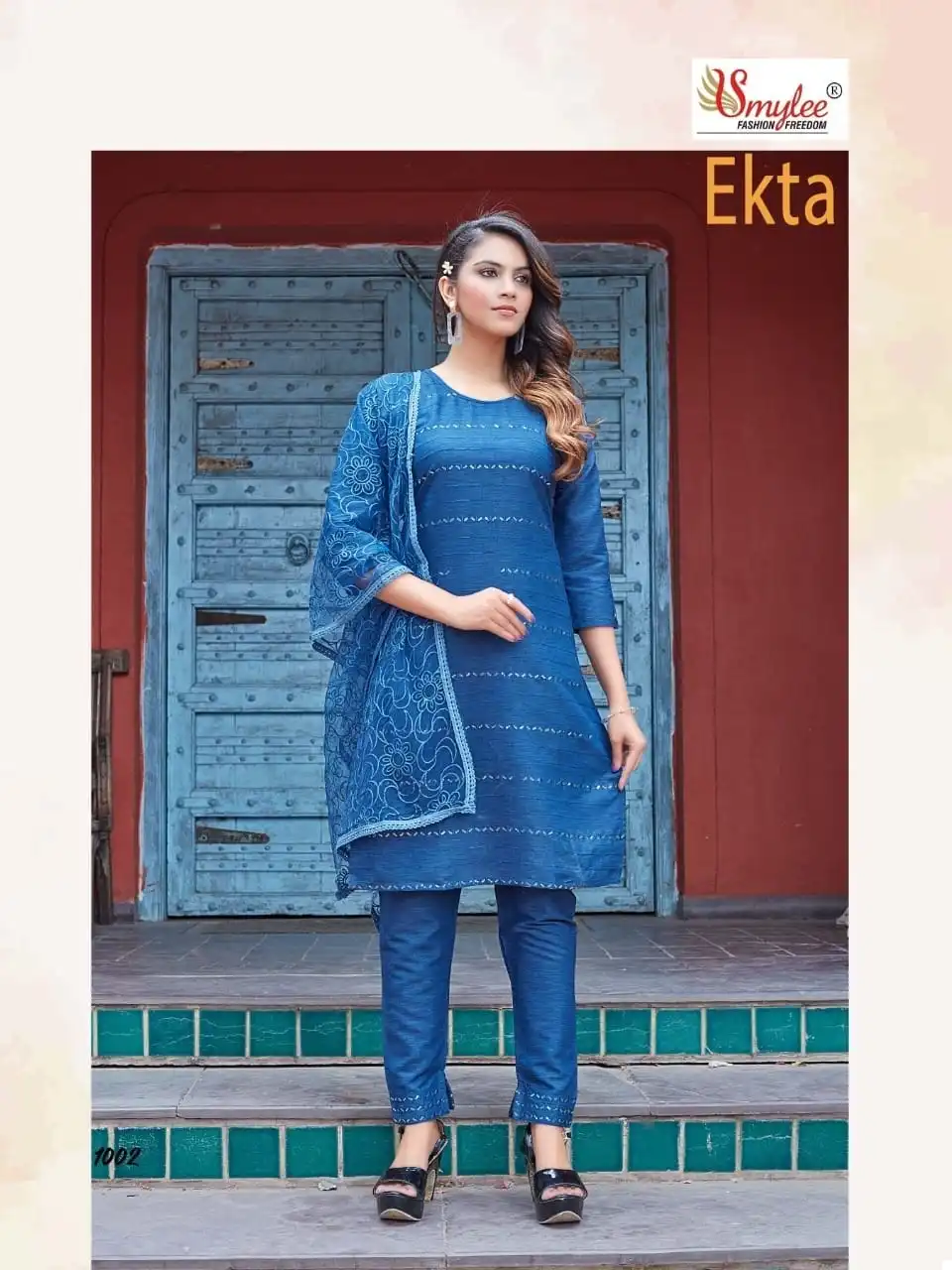 Smylee Ekta Heavy Liquied Rayon Wholesale Readymade Suits Catalog — Wholesale Salwar Suits, MPA wholesale from Surat — view 6