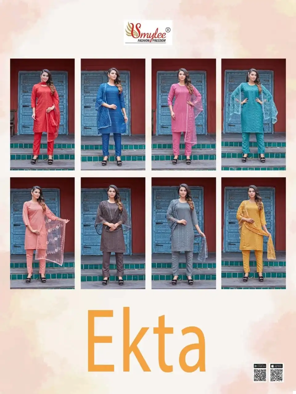 Smylee Ekta Heavy Liquied Rayon Wholesale Readymade Suits Catalog — Wholesale Salwar Suits, MPA wholesale from Surat — view 7