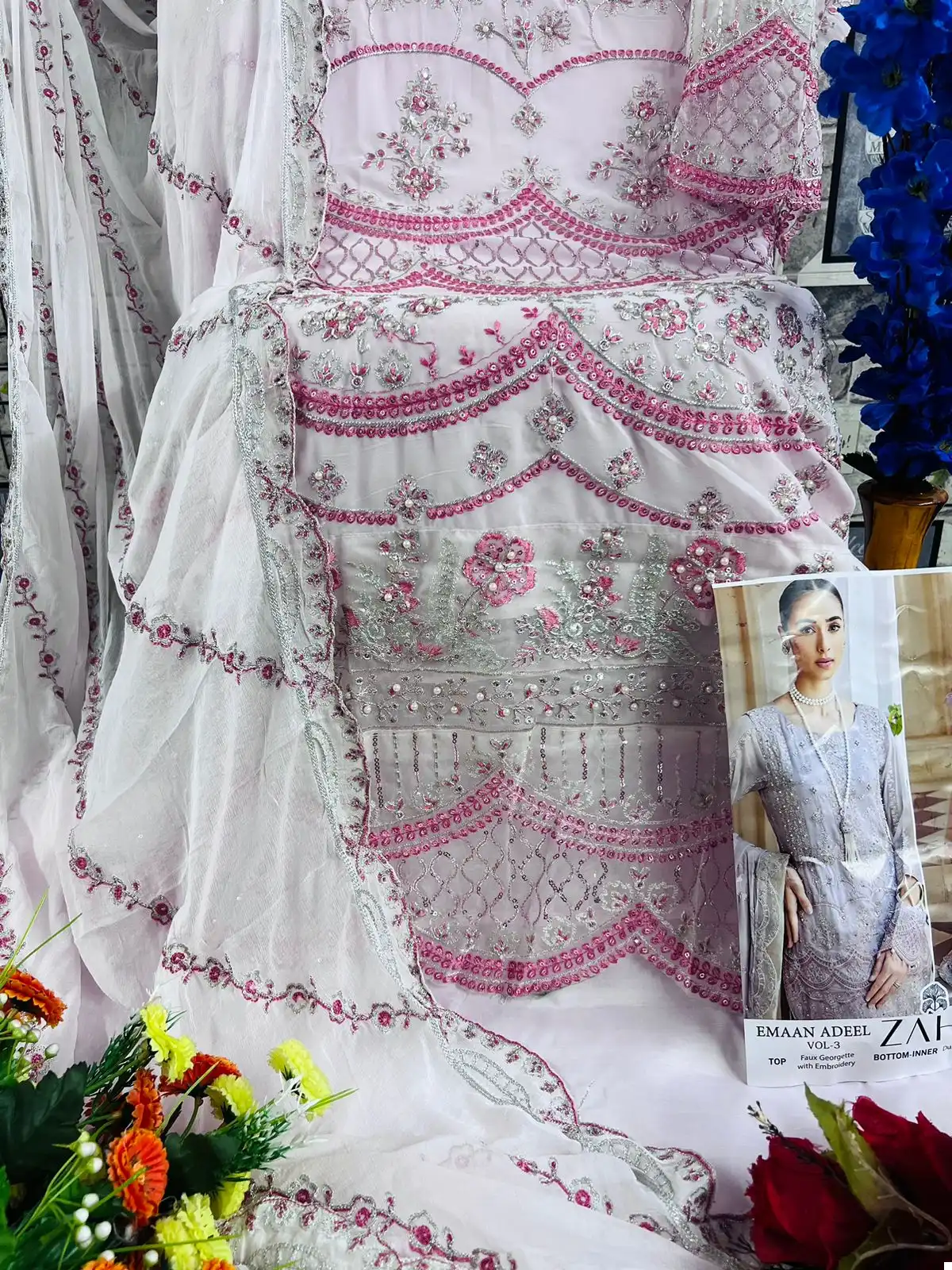 Zaha Emaan Adeel Vol 3 Georgette Wholesale Designer Pakistani Salwar Suit Catalog — Wholesale Salwar Suits, MPA wholesale from Surat - Gallery Image 8