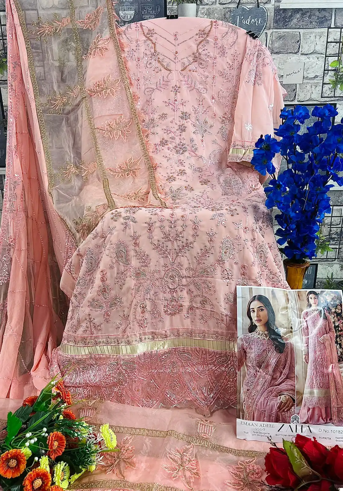 Zaha Emaan Adeel Vol 3 Georgette Wholesale Designer Pakistani Salwar Suit Catalog — Wholesale Salwar Suits, MPA wholesale from Surat - Gallery Image 4
