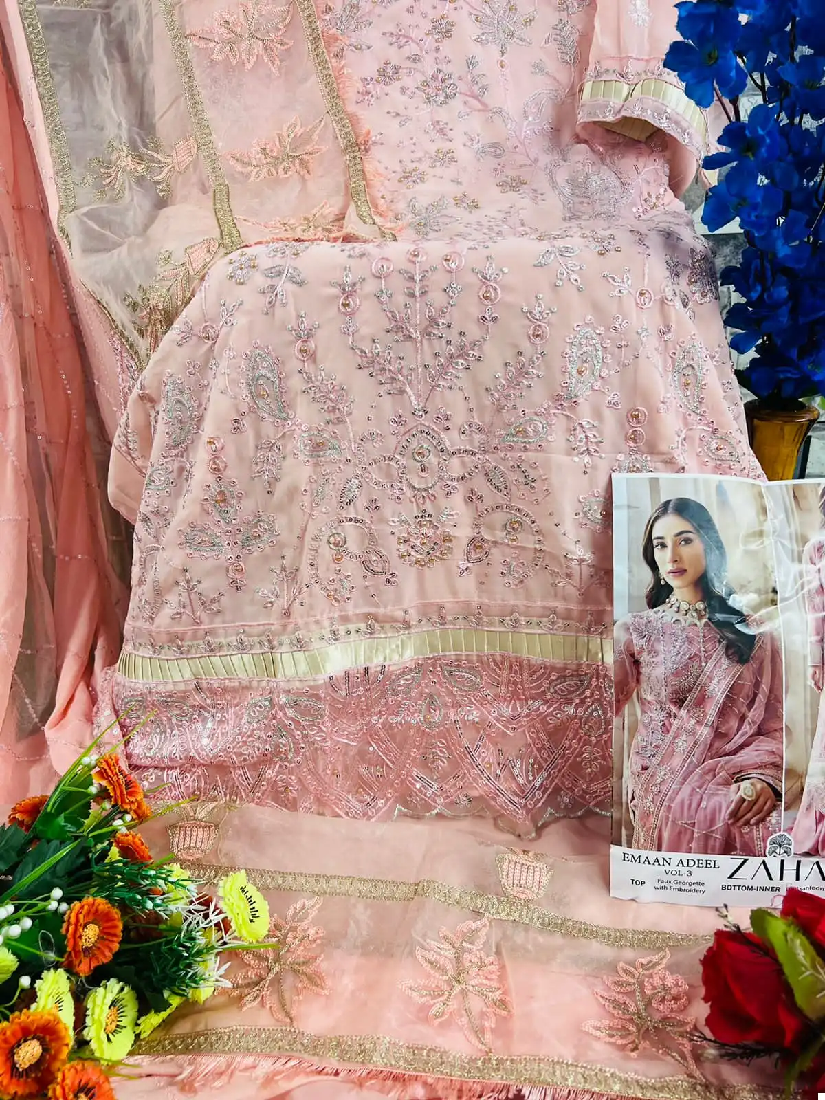 Zaha Emaan Adeel Vol 3 Georgette Wholesale Designer Pakistani Salwar Suit Catalog — Wholesale Salwar Suits, MPA wholesale from Surat - Gallery Image 5