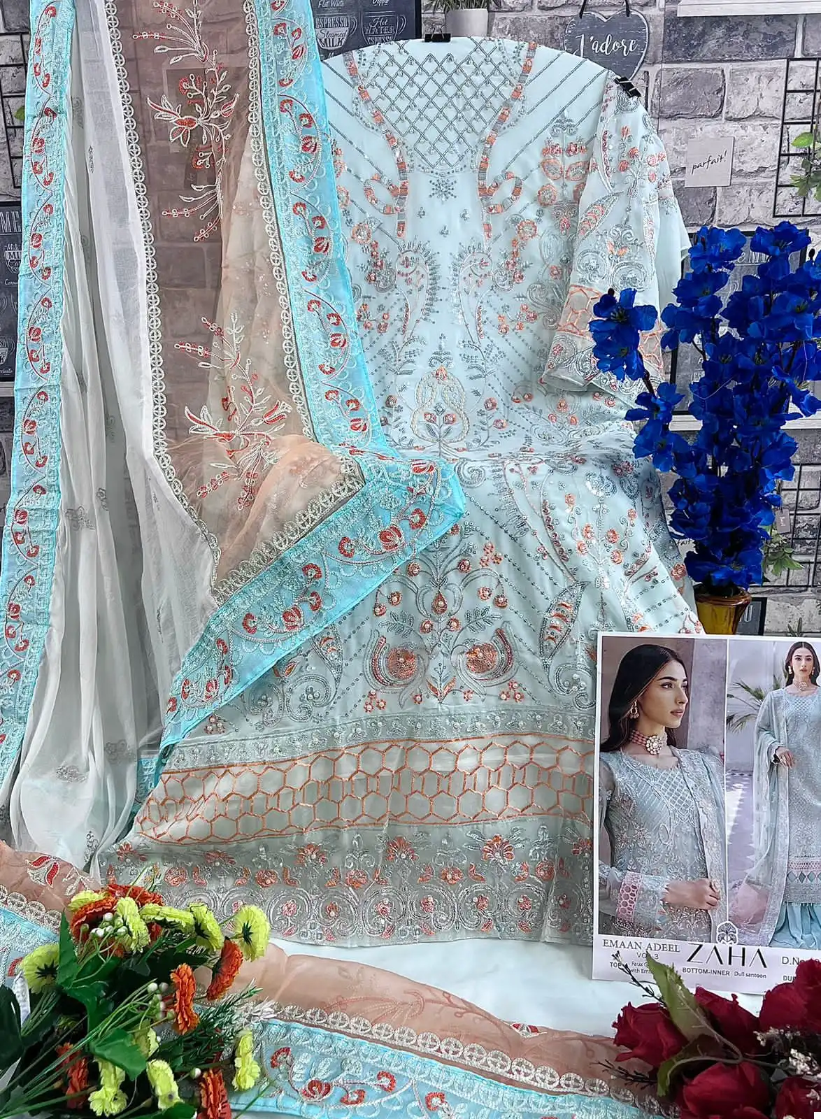 Zaha Emaan Adeel Vol 3 Georgette Wholesale Designer Pakistani Salwar Suit Catalog — Wholesale Salwar Suits, MPA wholesale from Surat - Gallery Image 6