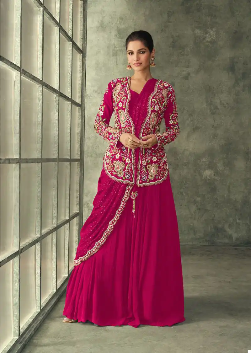 Sayuri Designer Evergreen Real Georgette Wholesale Partywear Suit Catalog - Image 3