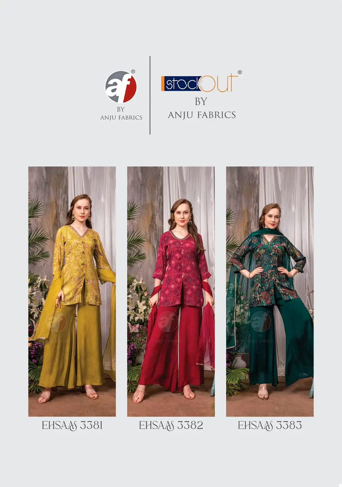 Anju Fabrics Ehsaas Pure Chinon Wholesale Kurti Plazzo With Dupatta Catalog — Wholesale Salwar Suits, MPA wholesale from Surat — view 4