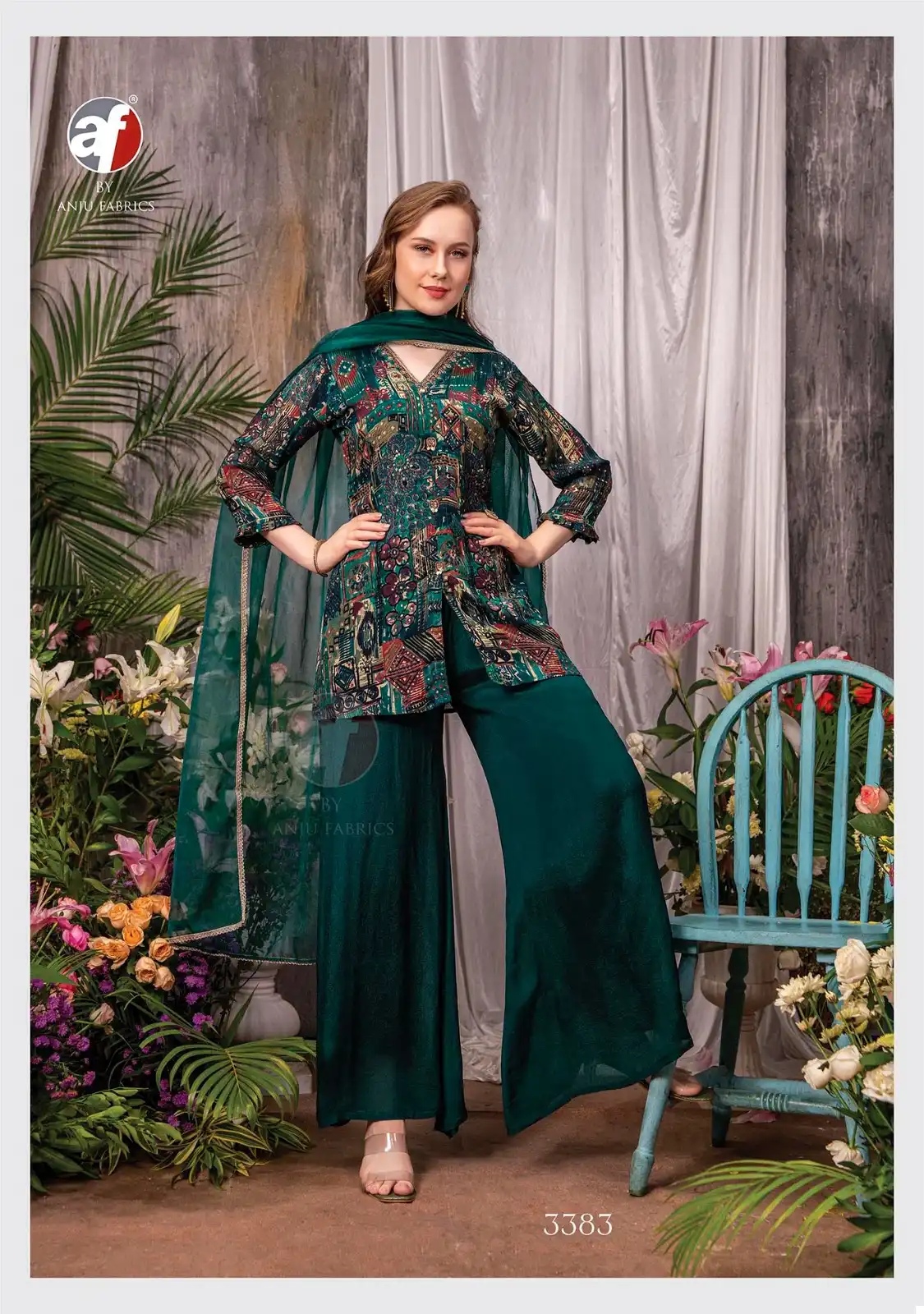 Anju Fabrics Ehsaas Pure Chinon Wholesale Kurti Plazzo With Dupatta Catalog — Wholesale Salwar Suits, MPA wholesale from Surat - Gallery Image 3