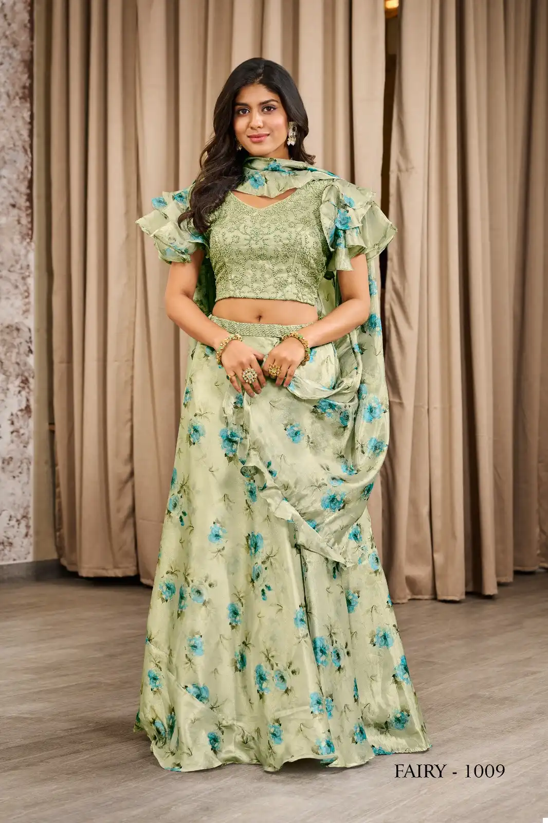 Jivora Fairy Georgette Wholesale Crop Top Lehenga Choli Catalog — Wholesale Lehenga, MPA wholesale from Surat — view 5