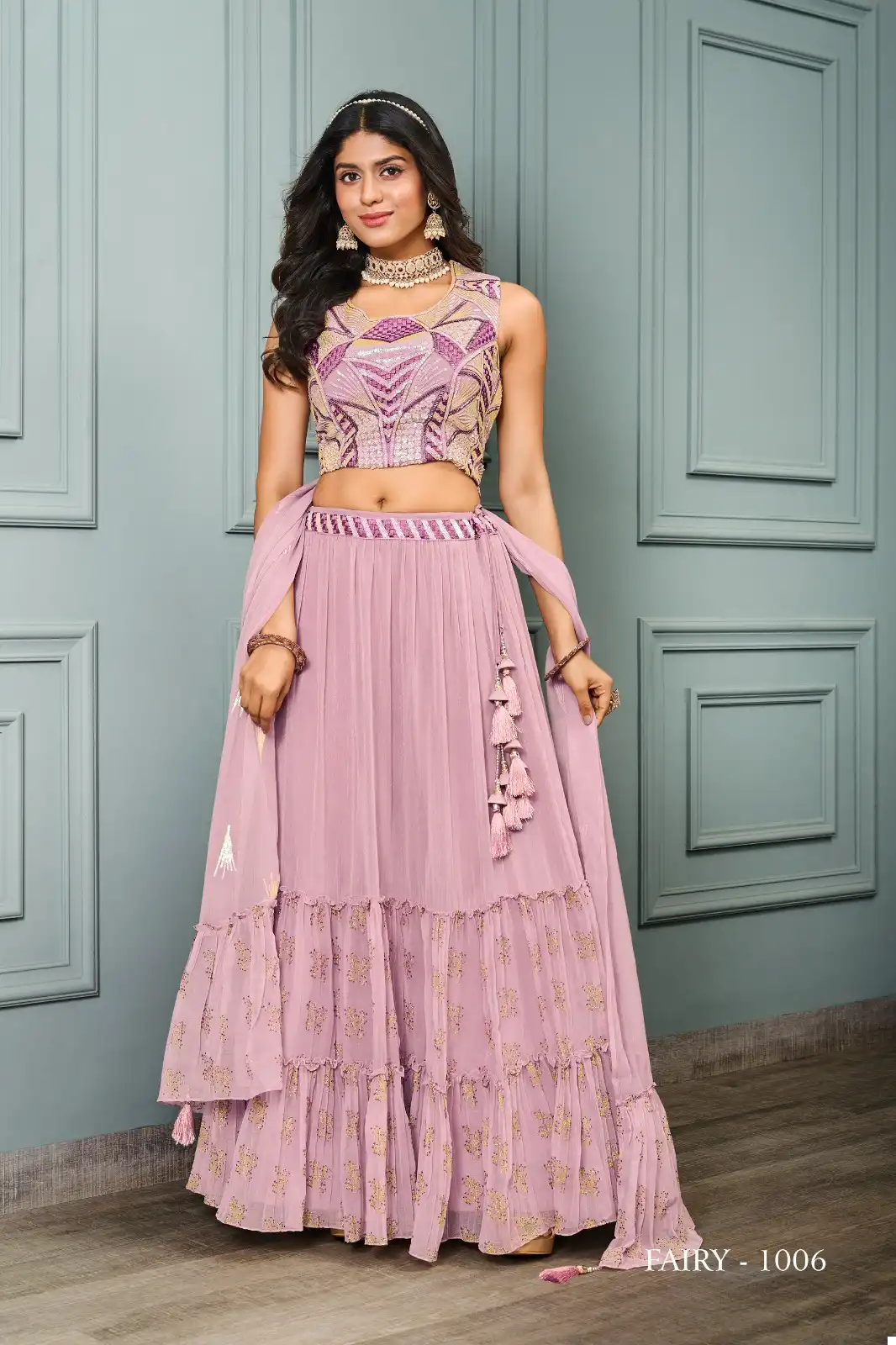 Jivora Fairy Georgette Wholesale Crop Top Lehenga Choli Catalog — Wholesale Lehenga, MPA wholesale from Surat — view 2