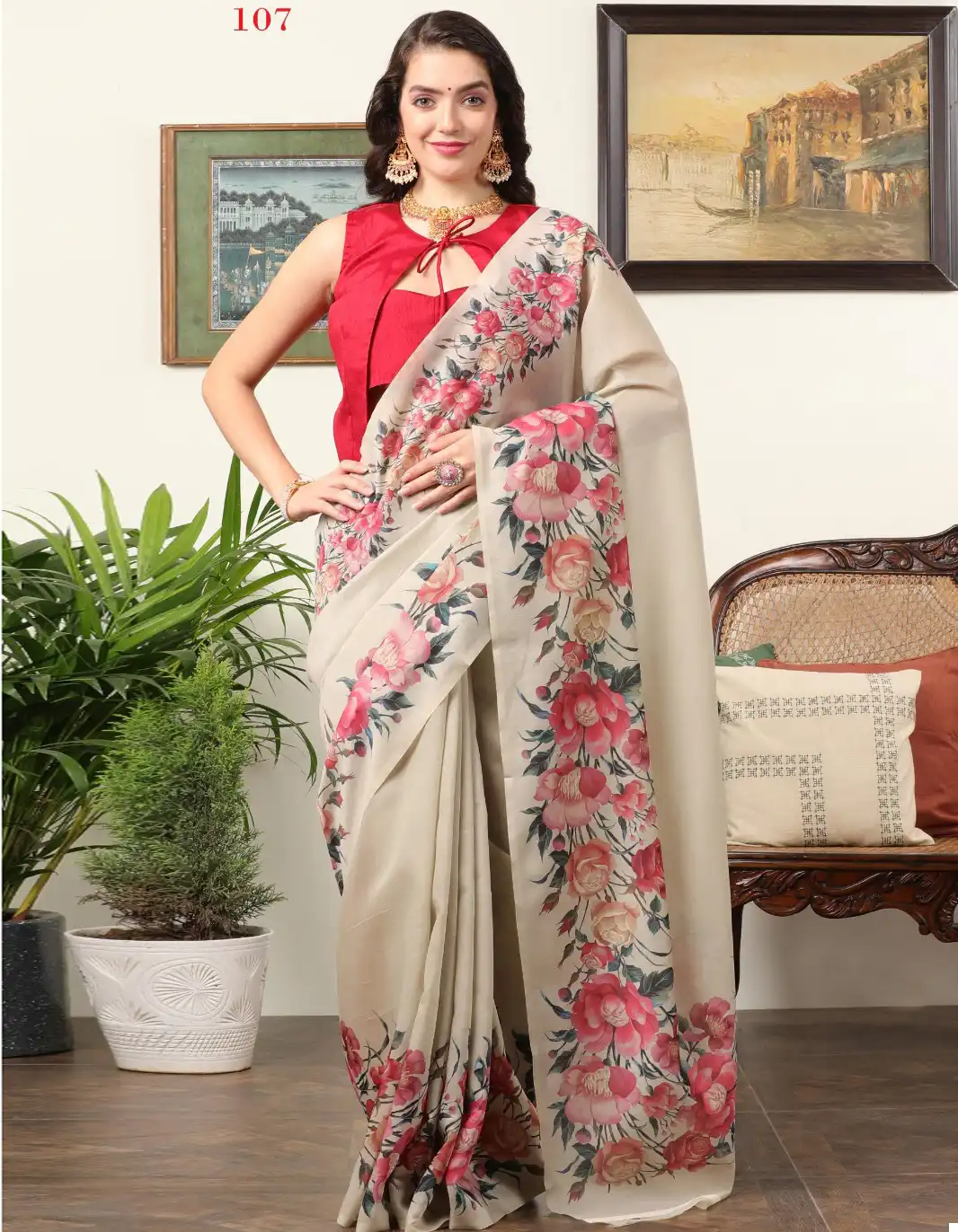 Apple Flower Pot Kota Chanderi Wholesale Saree Catalog