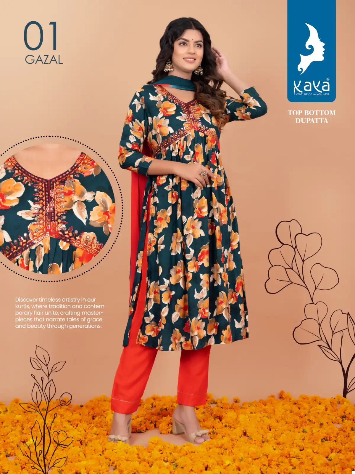 Kaya Gazal Rayon Wholesale Alia With Nyra Cut Readymade Suits Catalog — Wholesale Salwar Suits, MPA wholesale from Surat - Gallery Image 3