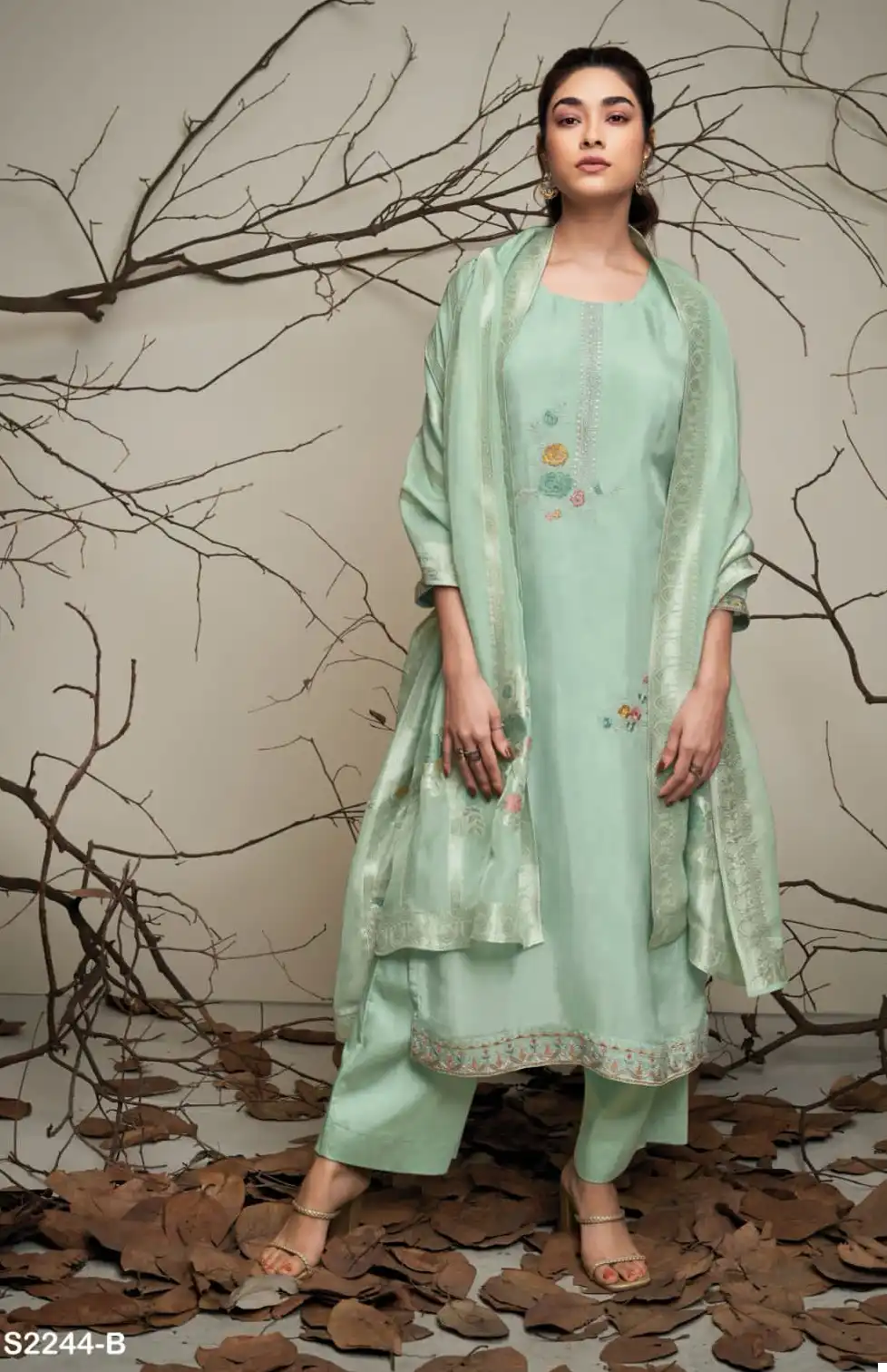 Ganga Georgia 2244 Premium Organza Solid Wholesale Salwar Suit Catalog - Image 2