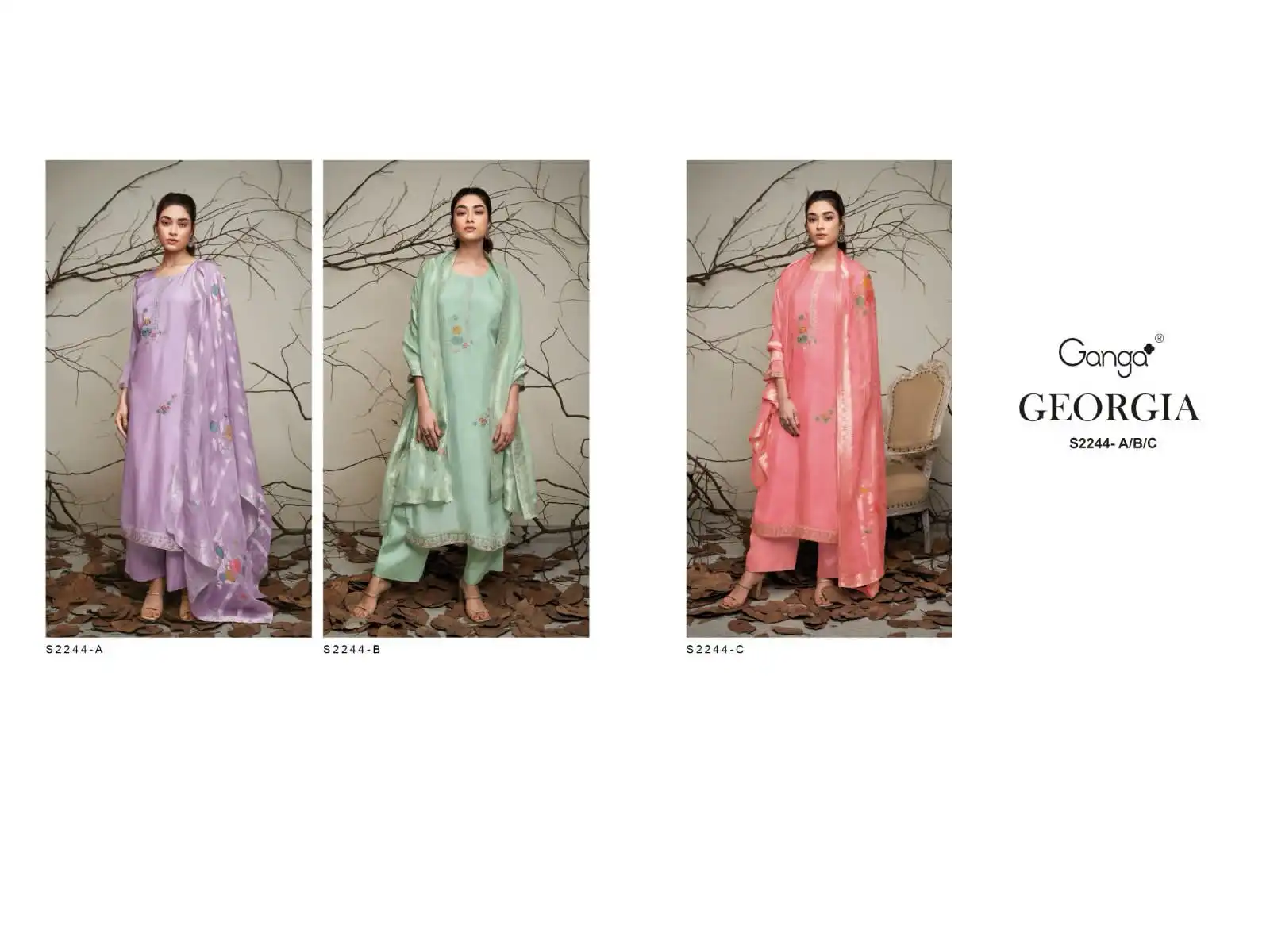 Ganga Georgia 2244 Premium Organza Solid Wholesale Salwar Suit Catalog - Image 5