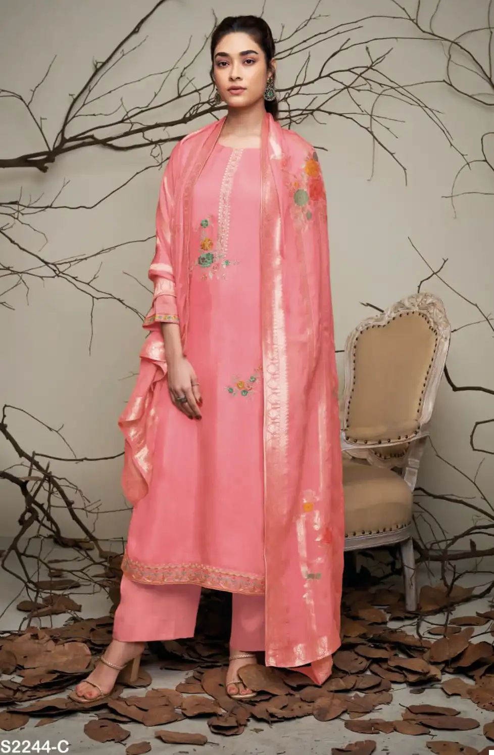 Ganga Georgia 2244 Premium Organza Solid Wholesale Salwar Suit Catalog - Image 3