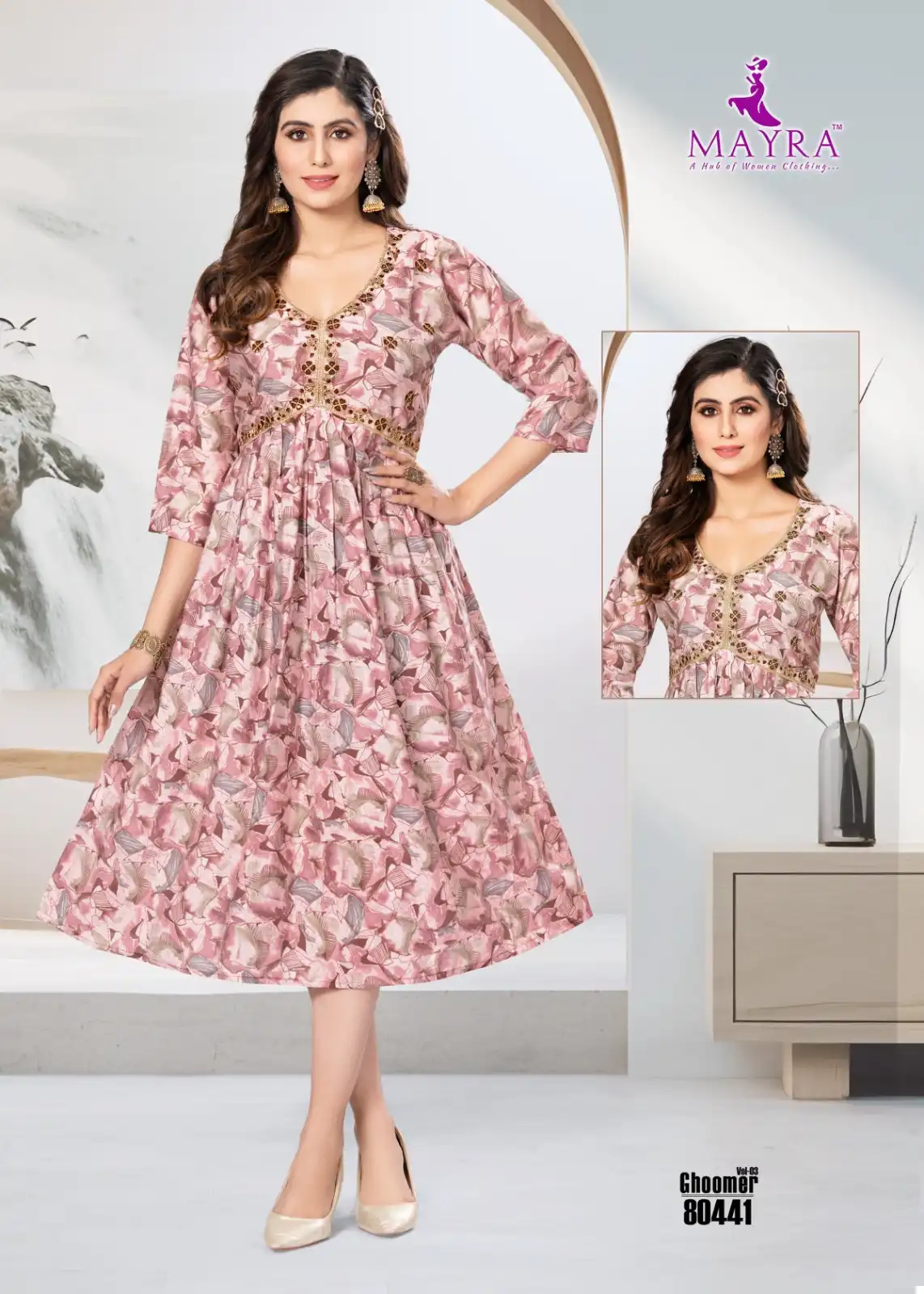 Mayra Ghoomer Vol 3 Pure Heavy Chanderi Modal Print Wholesale Long Kurtis Catalog — Wholesale Kurtis, MPA wholesale from Surat - Gallery Image 6