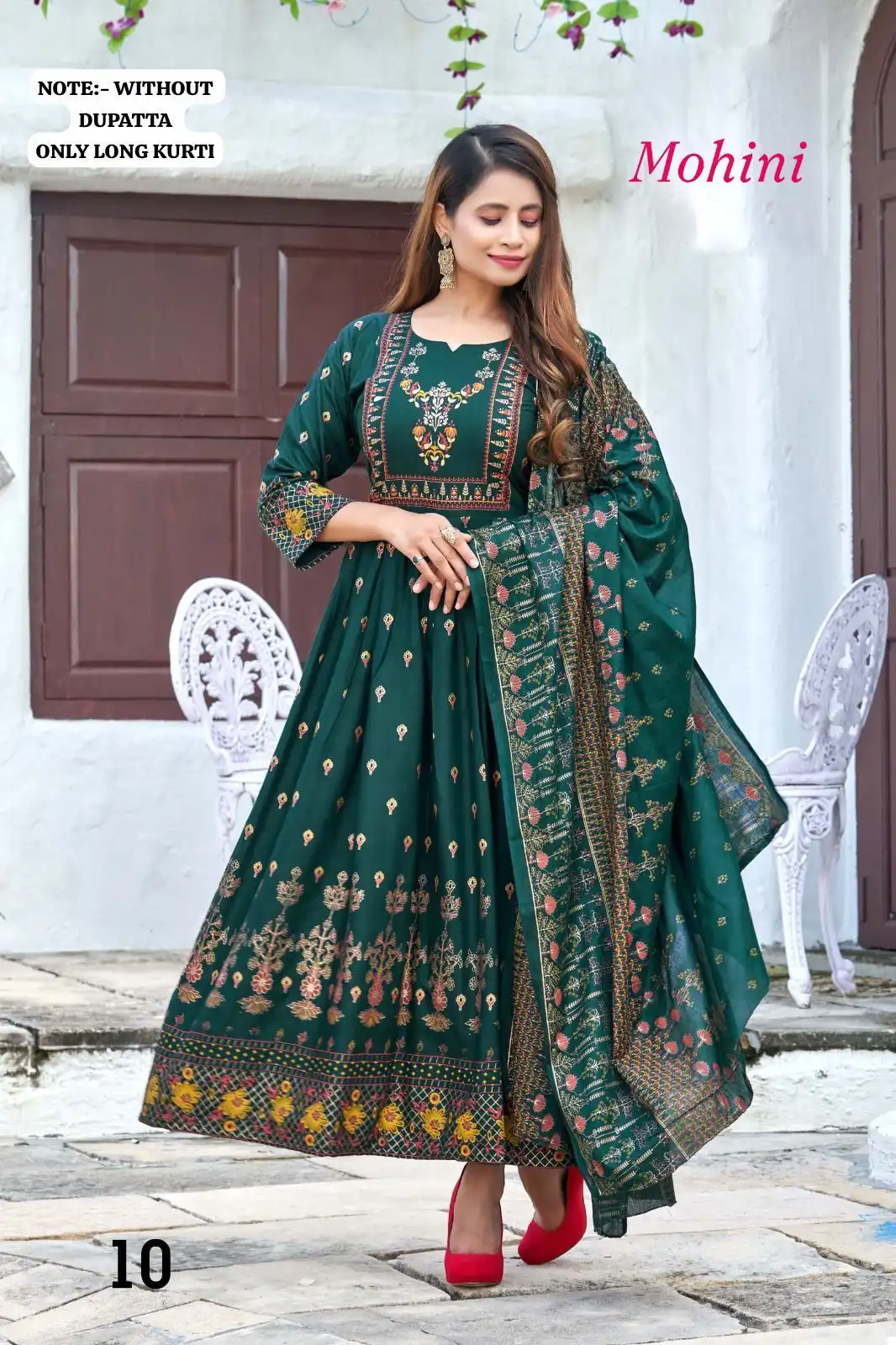 Vardan Ethnic Golden Mohini Heavy Rayon Slub Wholesale Long Kurtis Catalog - Image 10