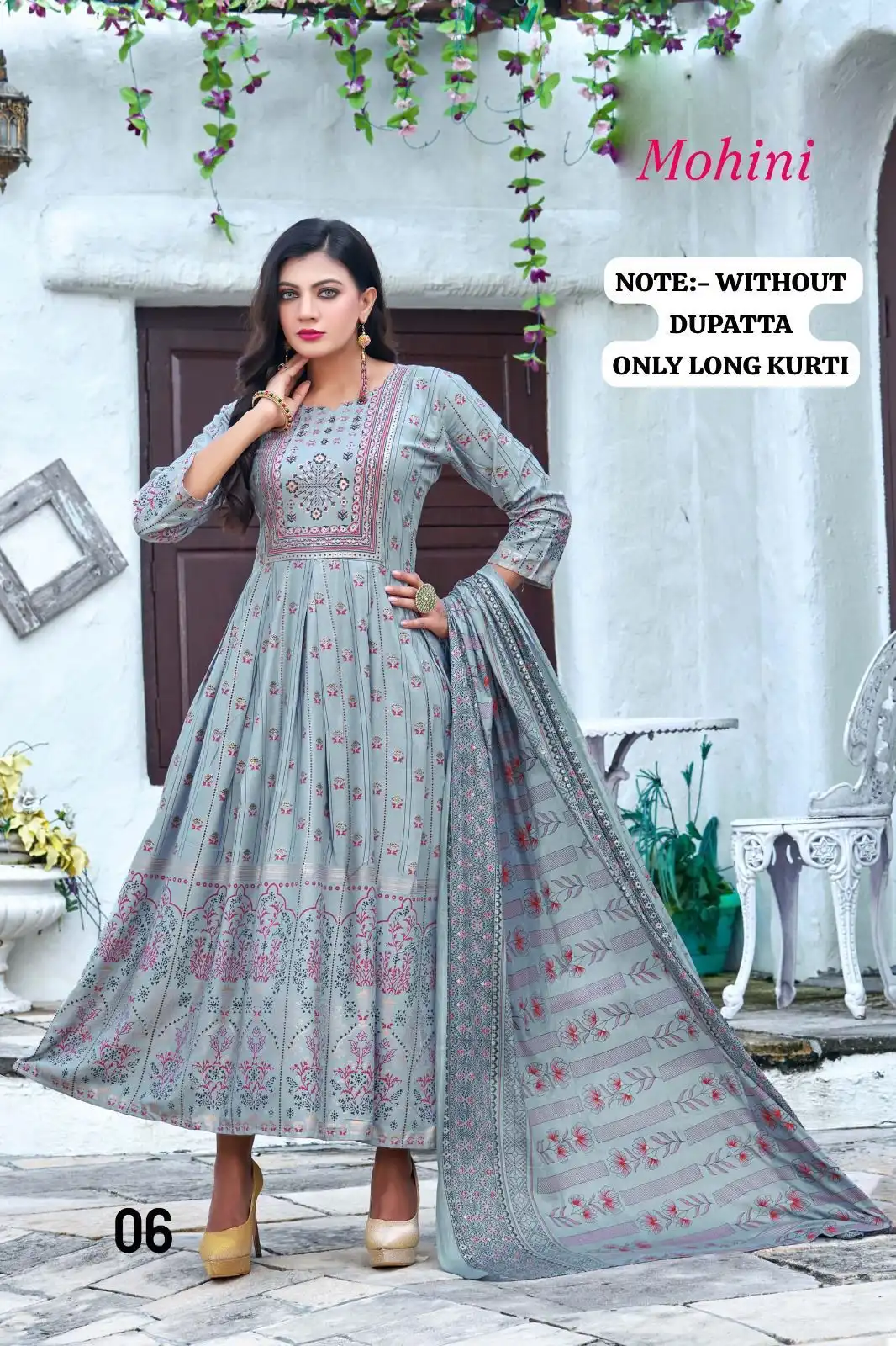 Vardan Ethnic Golden Mohini Heavy Rayon Slub Wholesale Long Kurtis Catalog - Image 6