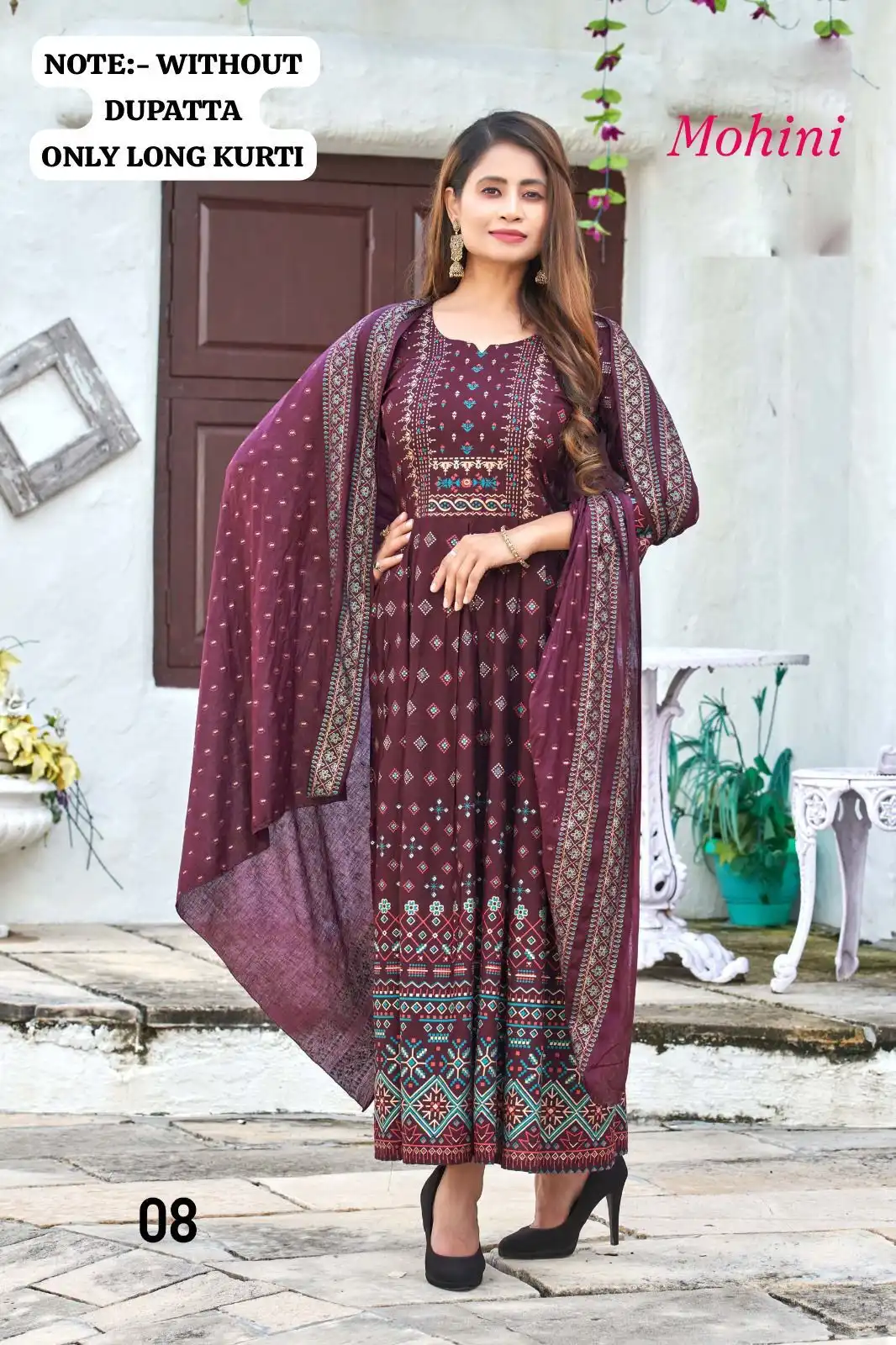 Vardan Ethnic Golden Mohini Heavy Rayon Slub Wholesale Long Kurtis Catalog - Image 8