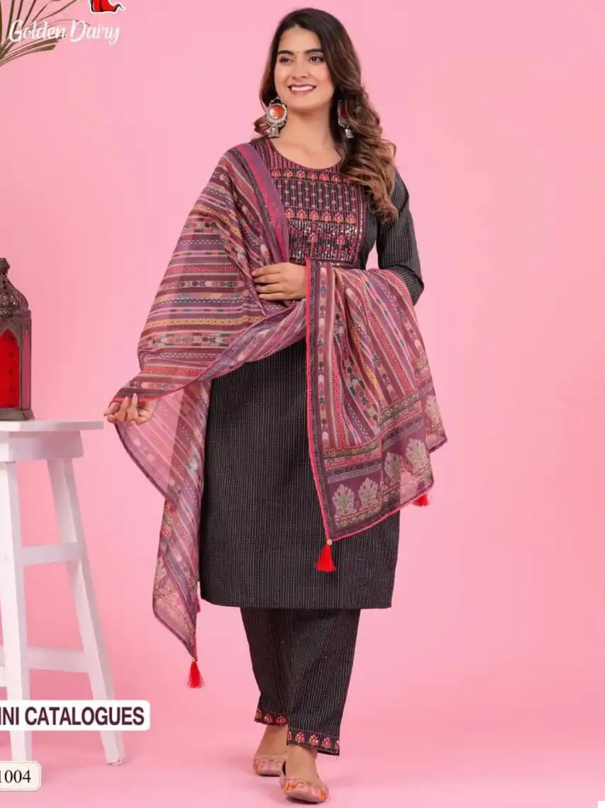 Deecee Golden Dairy Kantha Cotton Wholesale Readymade Salwar Suit Catalog — Wholesale Salwar Suits, MPA wholesale from Surat — view 1