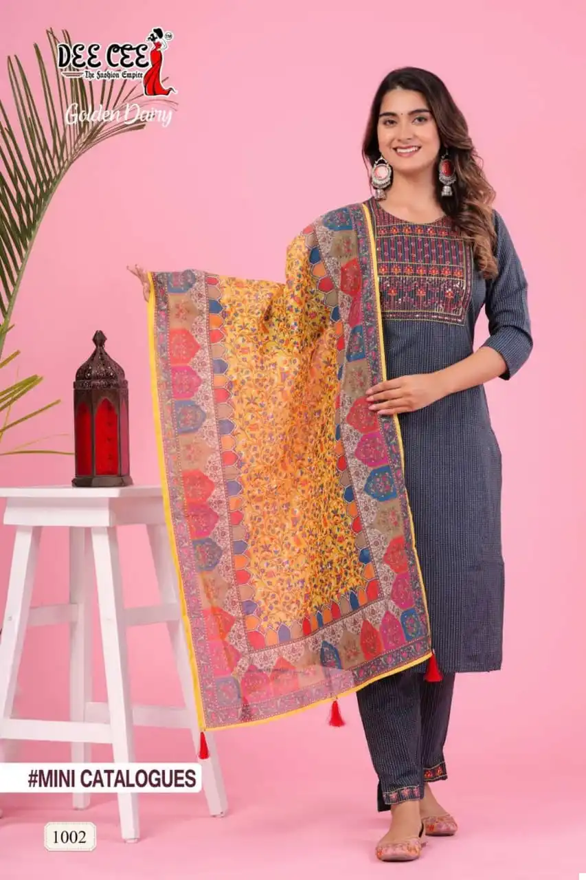 Deecee Golden Dairy Kantha Cotton Wholesale Readymade Salwar Suit Catalog — Wholesale Salwar Suits, MPA wholesale from Surat - Gallery Image 6