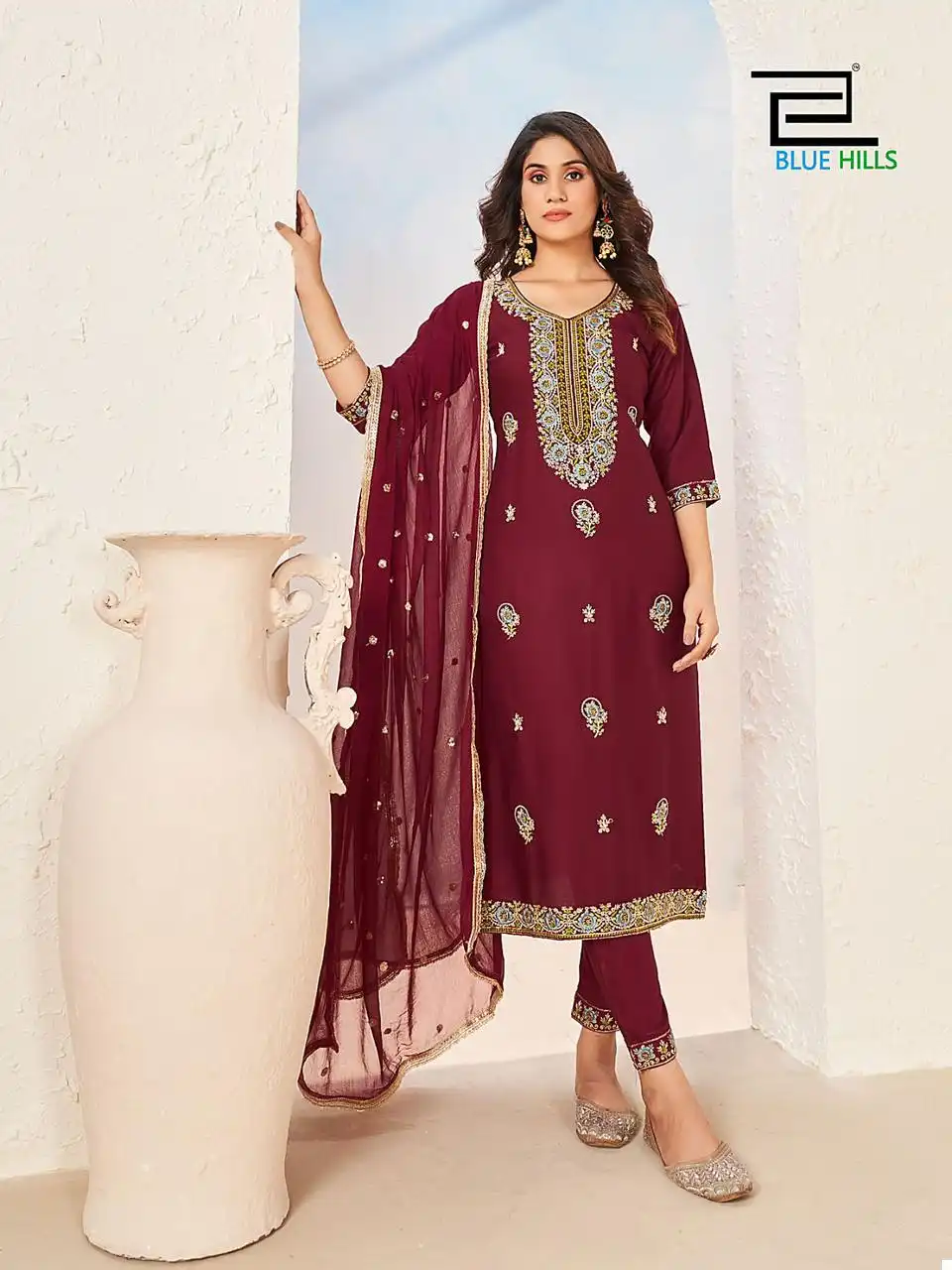 Blue Hills Gulab Jal Vol 3 Rayon 14Kg Wholesale Readymade Suits Catalog — Wholesale Salwar Suits, Blue Hills wholesale from Surat - Gallery Image 9