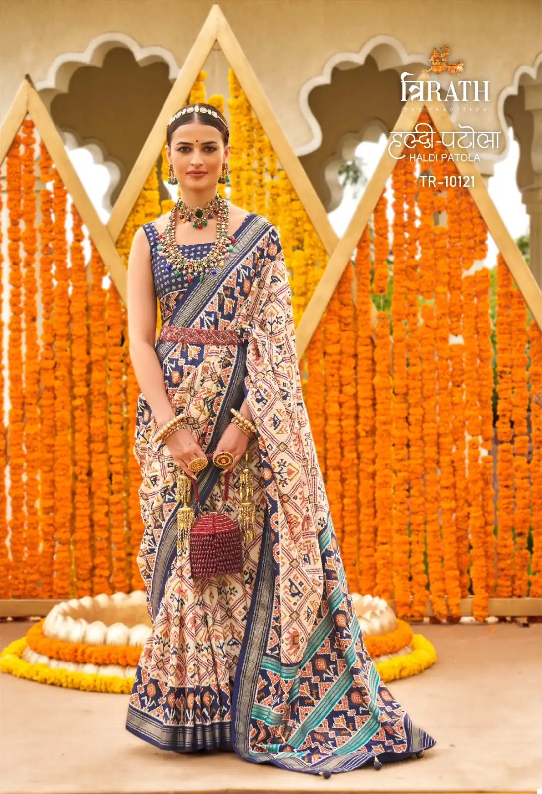 Trirath Haldi Patola Mercerized New Sigma Silk Wholesale Traditional Saree Catalog — Wholesale Sarees, MPA wholesale from Surat - Gallery Image 4