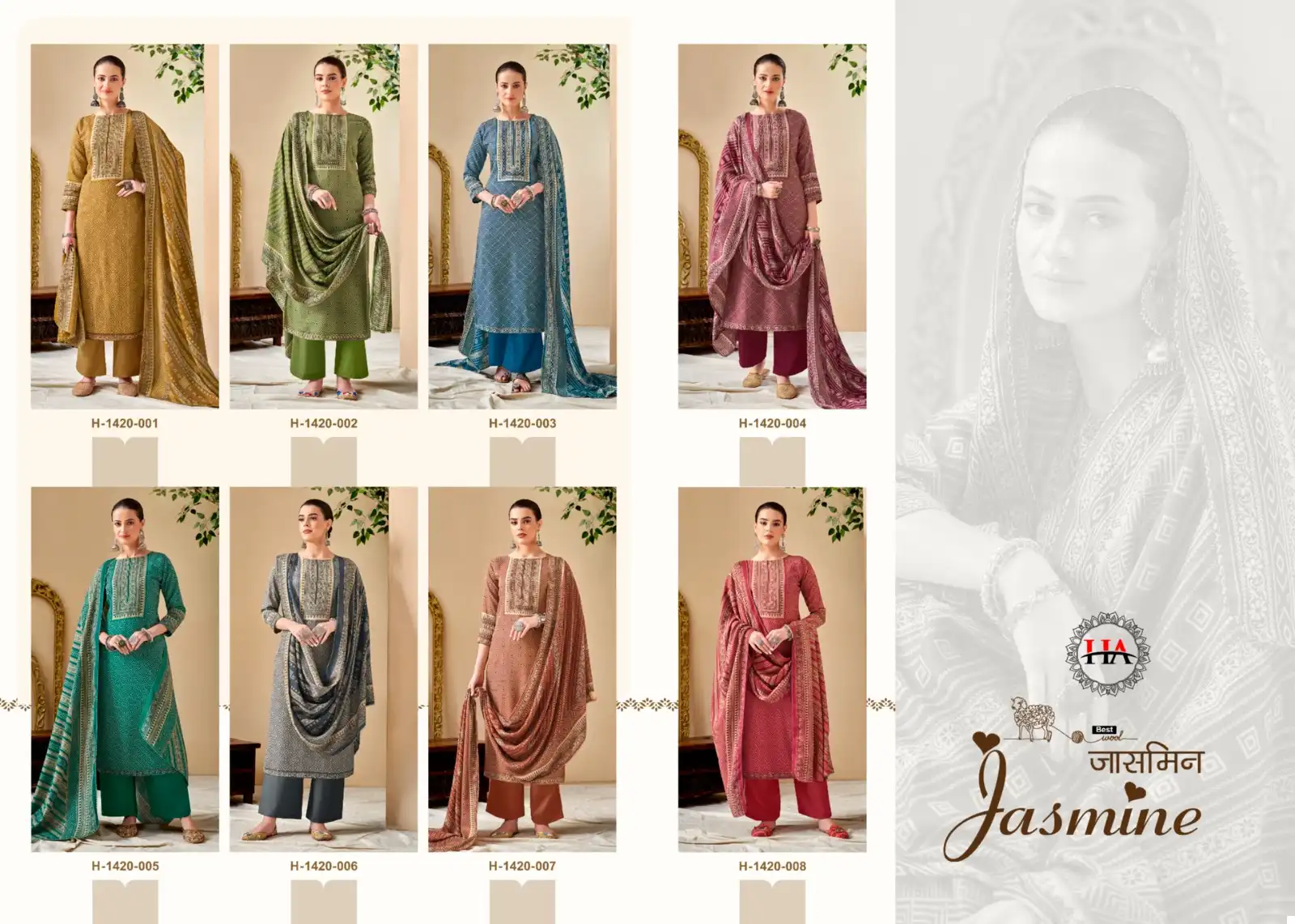 Harshit Fashion Jasmine Premium Finest Pashmina Wholesale Woolen Suits Catalog — Wholesale Salwar Suits, MPA wholesale from Surat — view 9