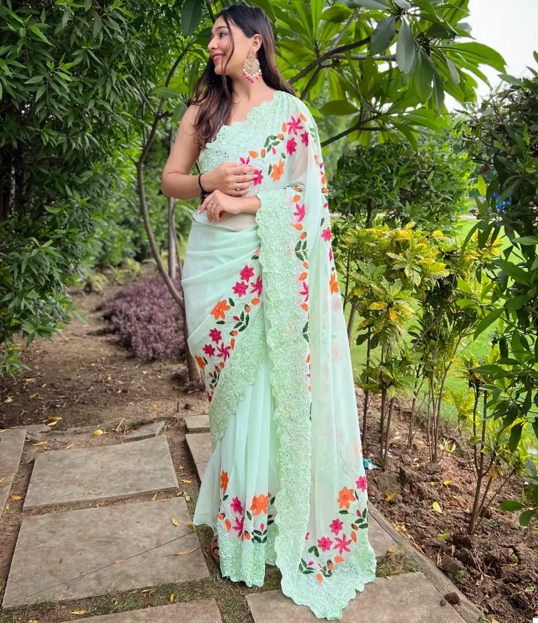 Shree Trends Jimmy Georgette Wholesale Party Wear Saree Catalog — Wholesale Sarees, MPA wholesale from Surat — view 1