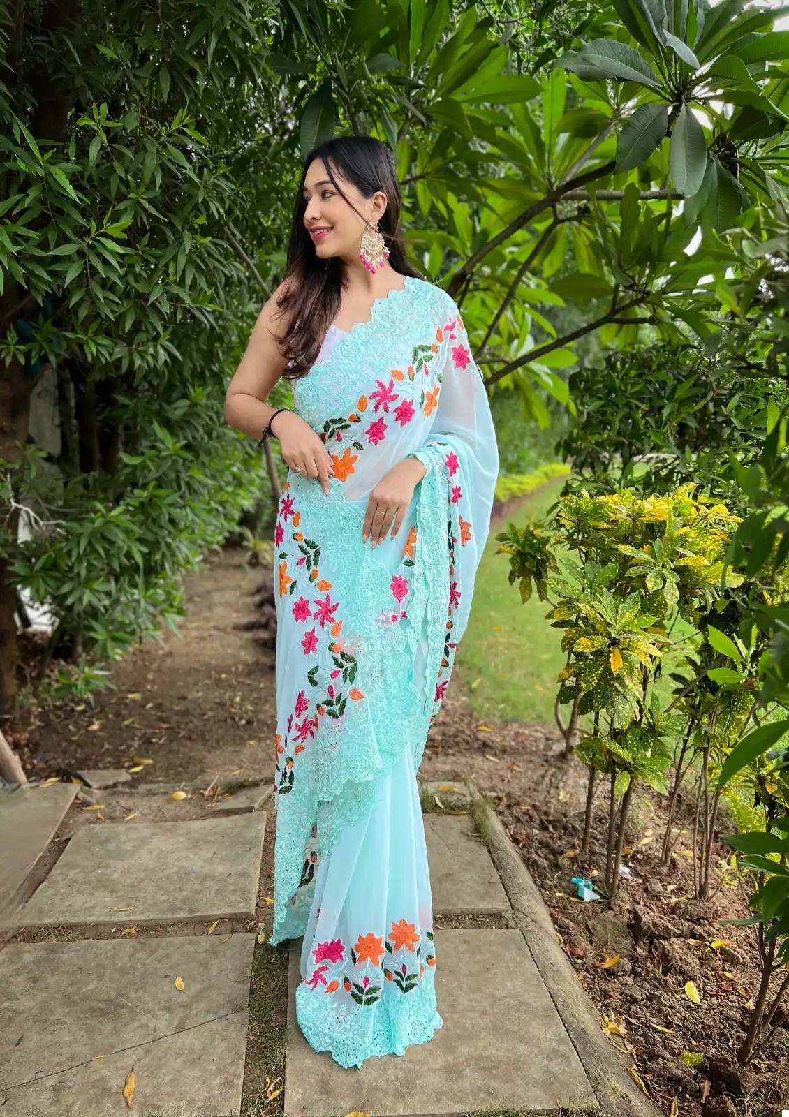 Shree Trends Jimmy Georgette Wholesale Party Wear Saree Catalog — Wholesale Sarees, MPA wholesale from Surat — view 5