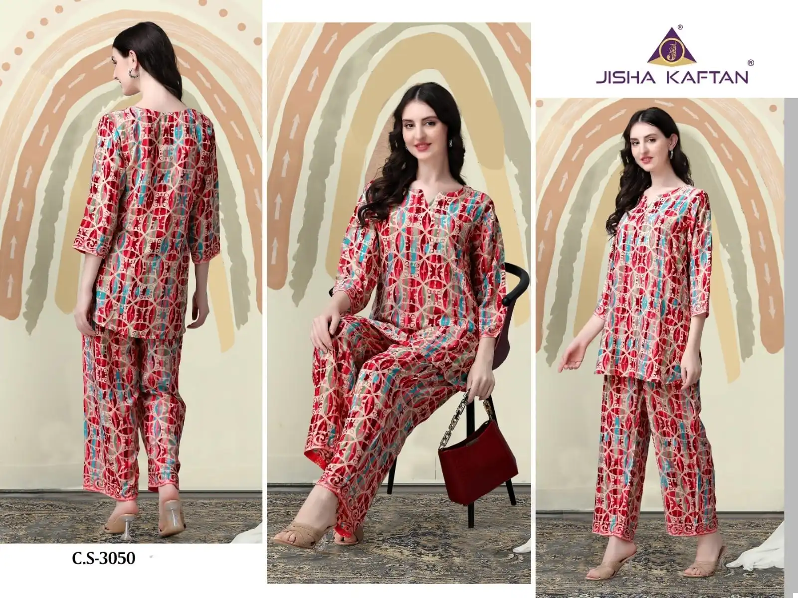 Jisha Co Ord Set Vol 4 Silk Wholesale Co-Ord Set Catalog — Wholesale Kurtis, MPA wholesale from Surat — view 7