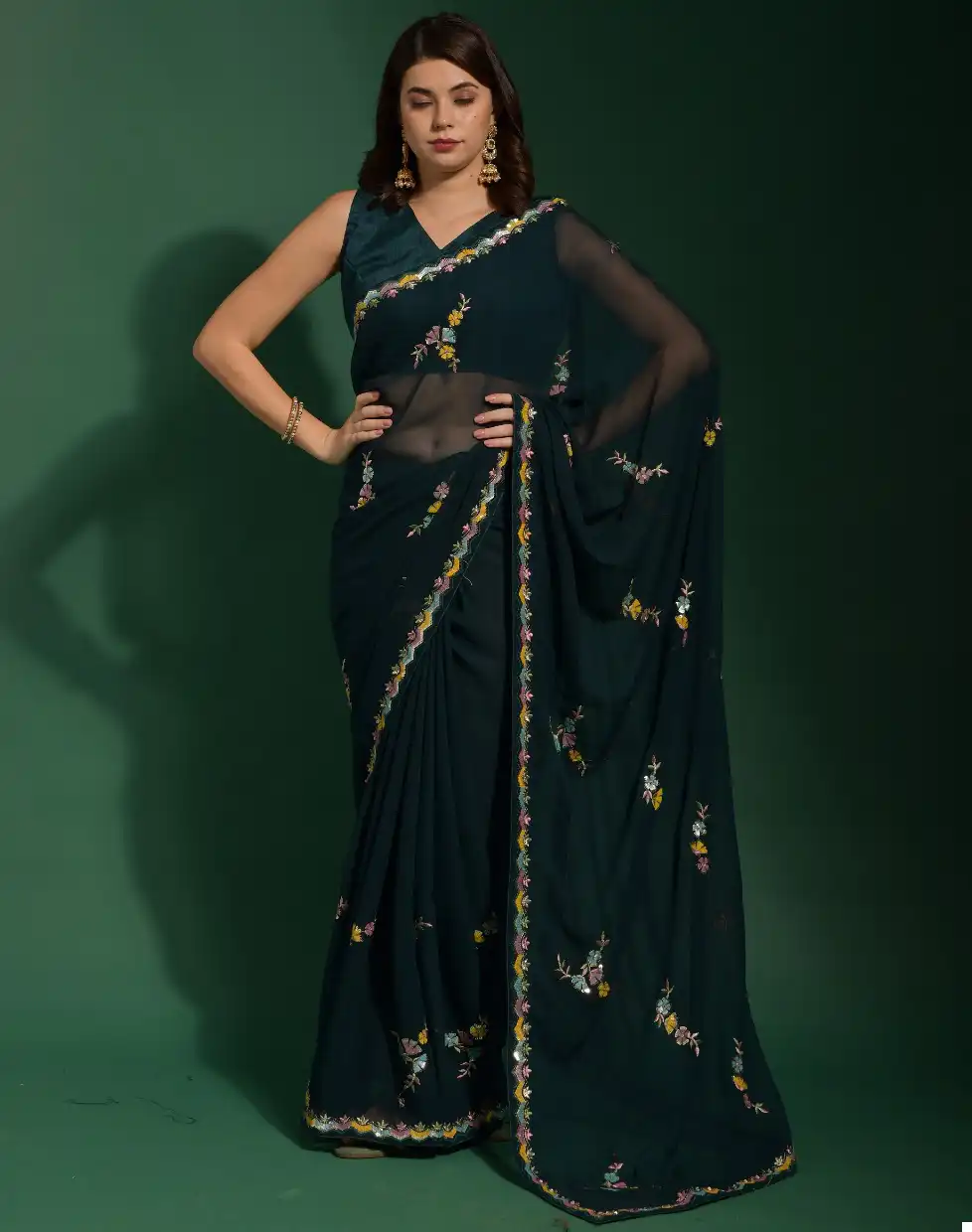 Vardan Ethnic Kabiri Heavy Georgette Wholesale Sequins Work Saree