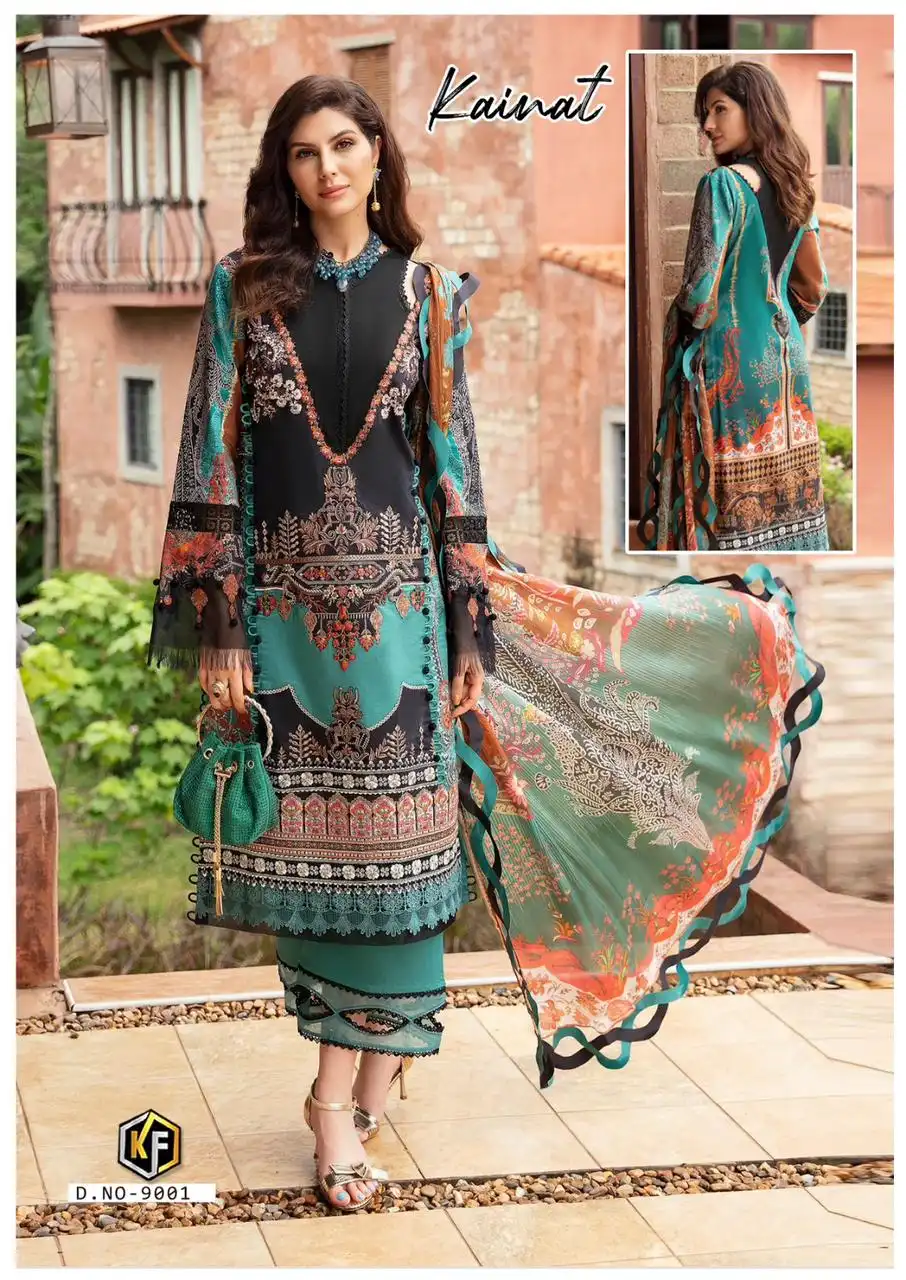 Keval Fab Kainat Vol 9 Heavy Lawn Cotton Wholesale Pakistani Suits Catalog — Wholesale Salwar Suits, Keval Fab wholesale from Surat — view 2