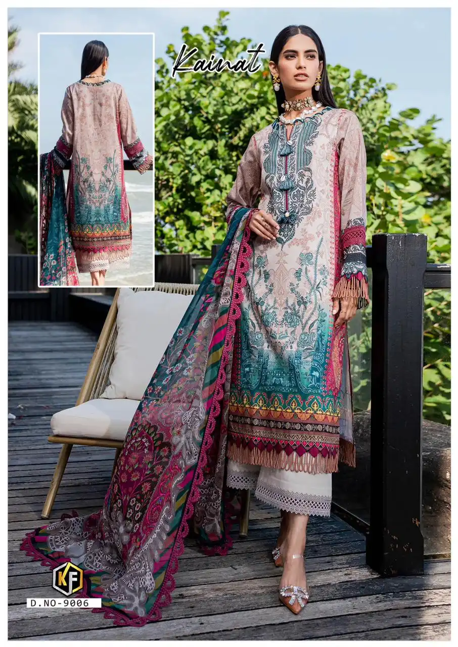 Keval Fab Kainat Vol 9 Heavy Lawn Cotton Wholesale Pakistani Suits Catalog — Wholesale Salwar Suits, Keval Fab wholesale from Surat — view 5